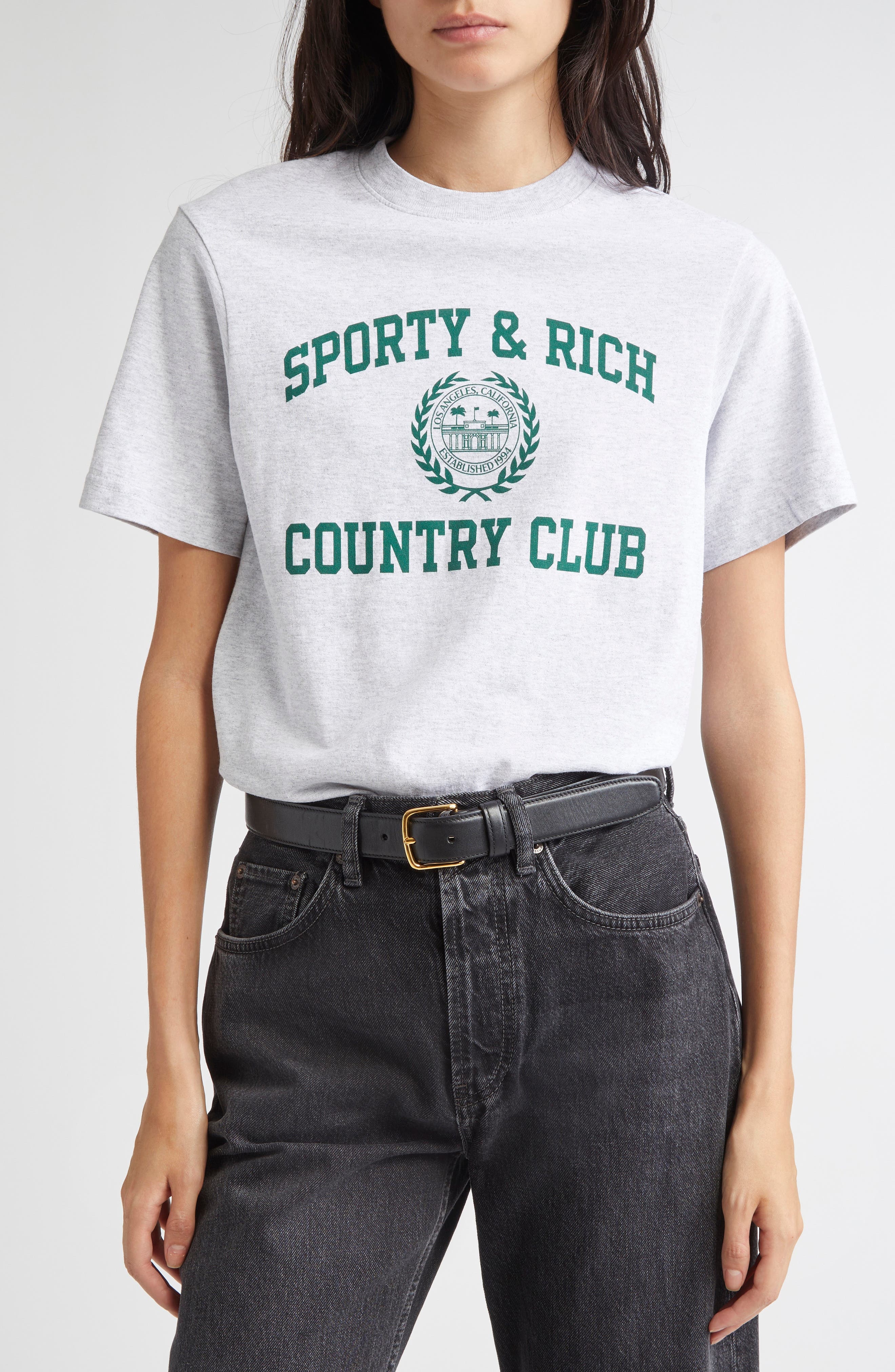 Sporty & Rich Varsity Crest Graphic T-Shirt in Light/Pastel Grey at Nordstrom - 1