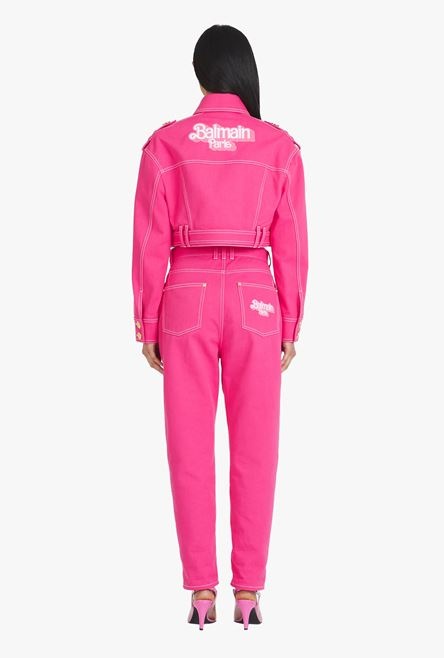 Balmain x Barbie - Pink denim cropped jacket - 3