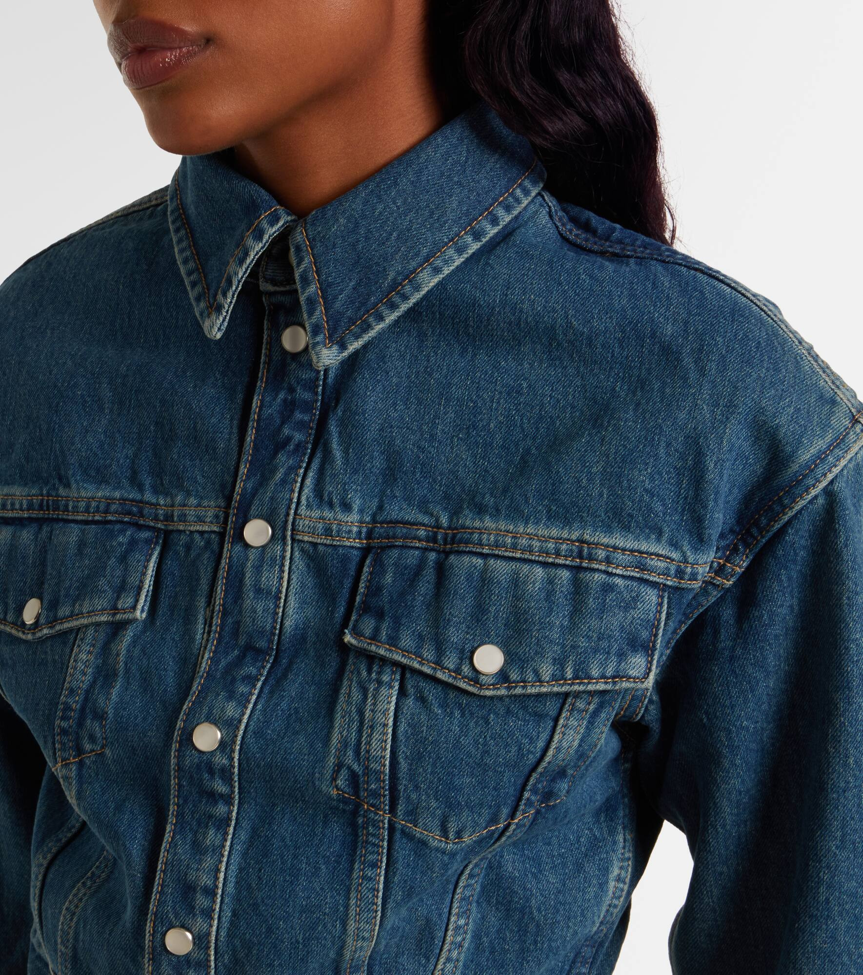 Cropped denim jacket - 4