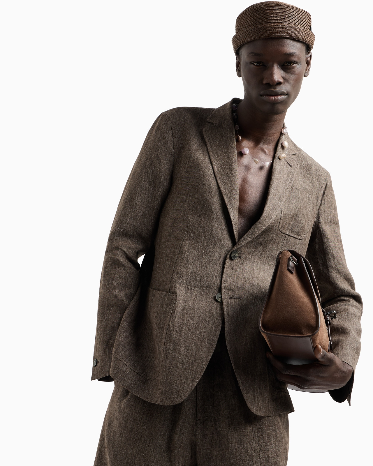 Single-breasted jacket in faded linen with a crêpe texture - 6