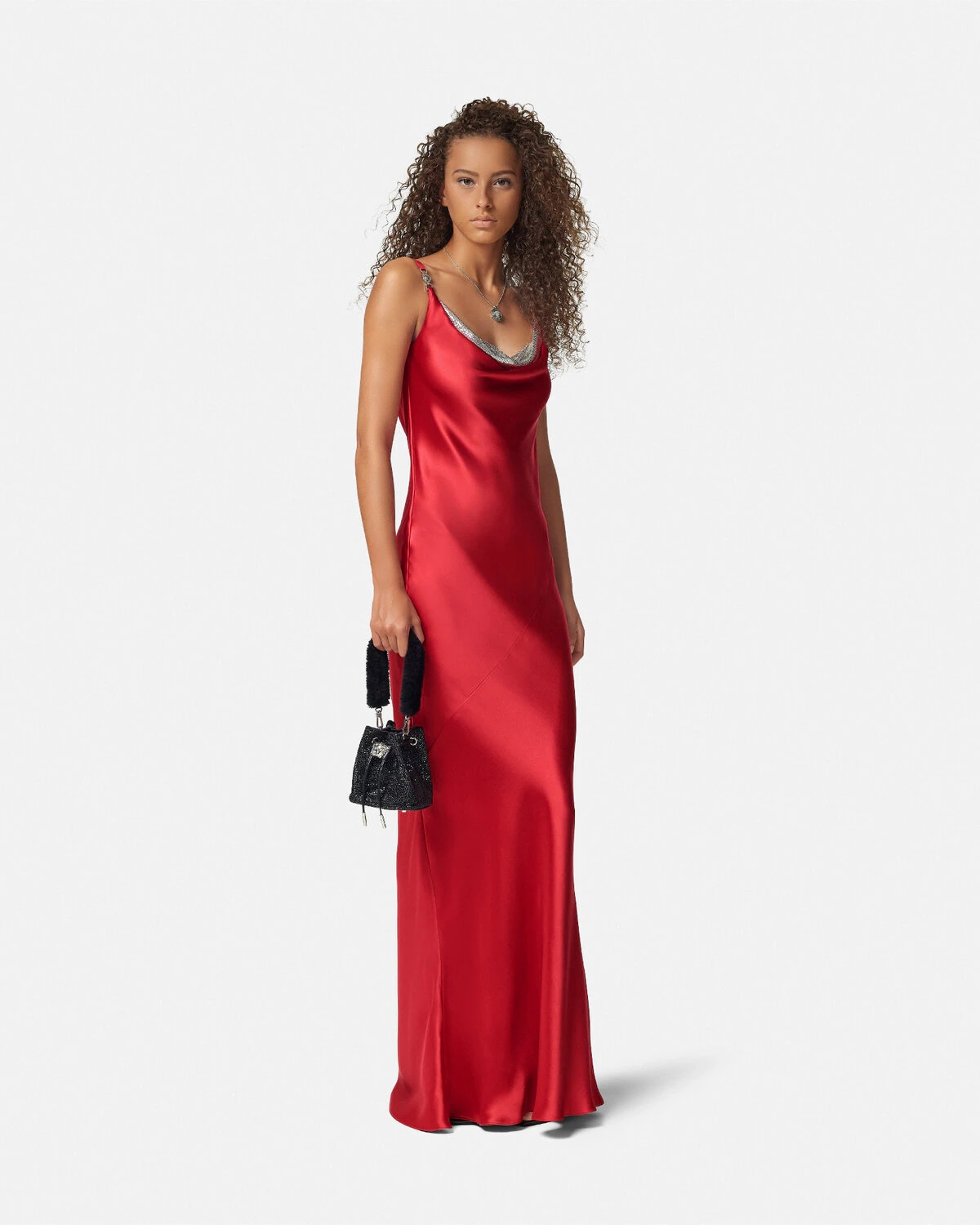 Metal Mesh Slip Satin Gown - 2