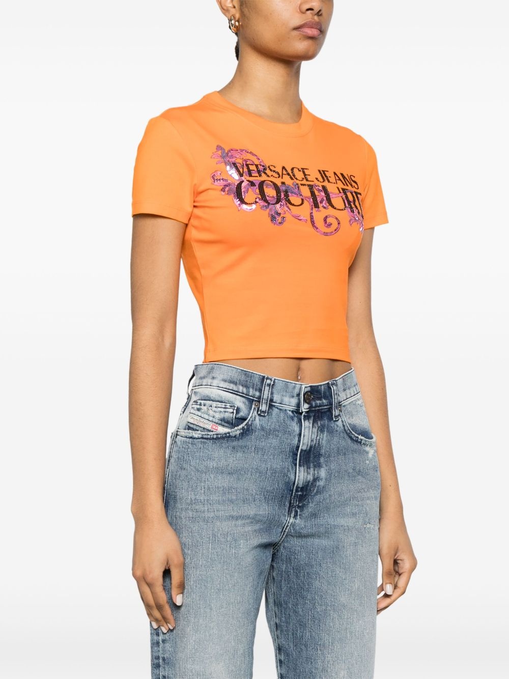 Barocco-print crop top - 3