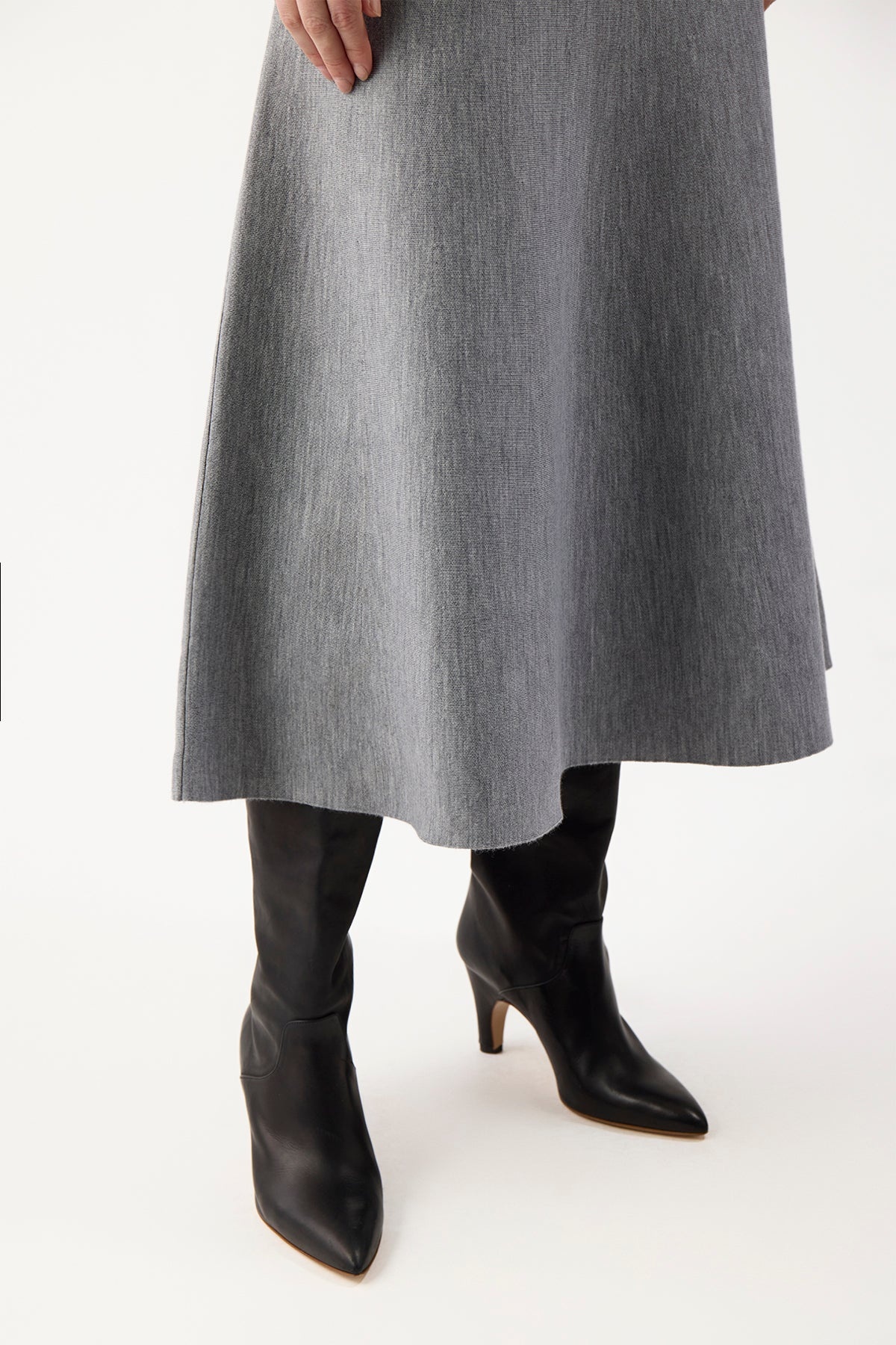 Freddie Skirt in  Heather Grey Cashmere Wool - 5