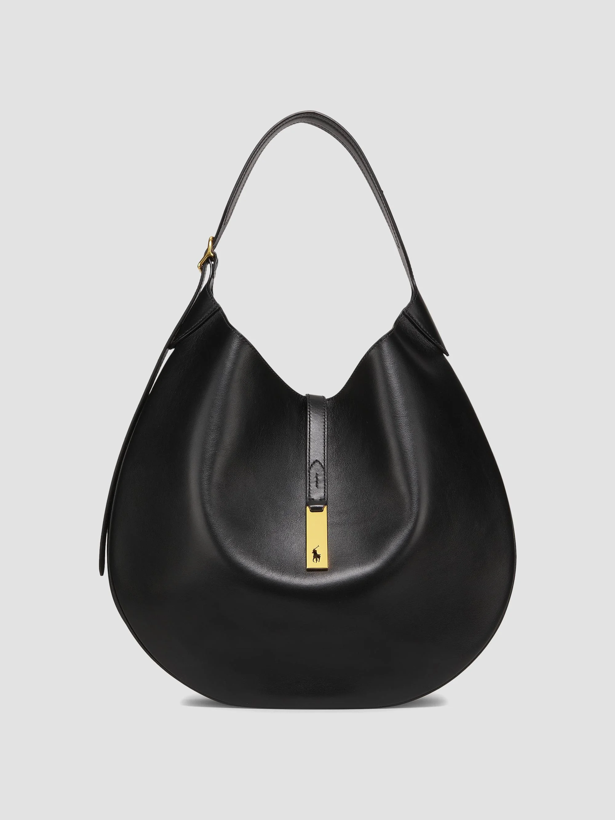 Women's Polo ID Large Leather Shoulder Bag - Black - 1
