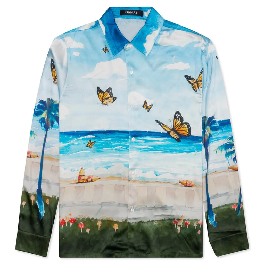 BUTTERFLY BEACH L/S BUTTON DOWN - BLUE MULTI - 1