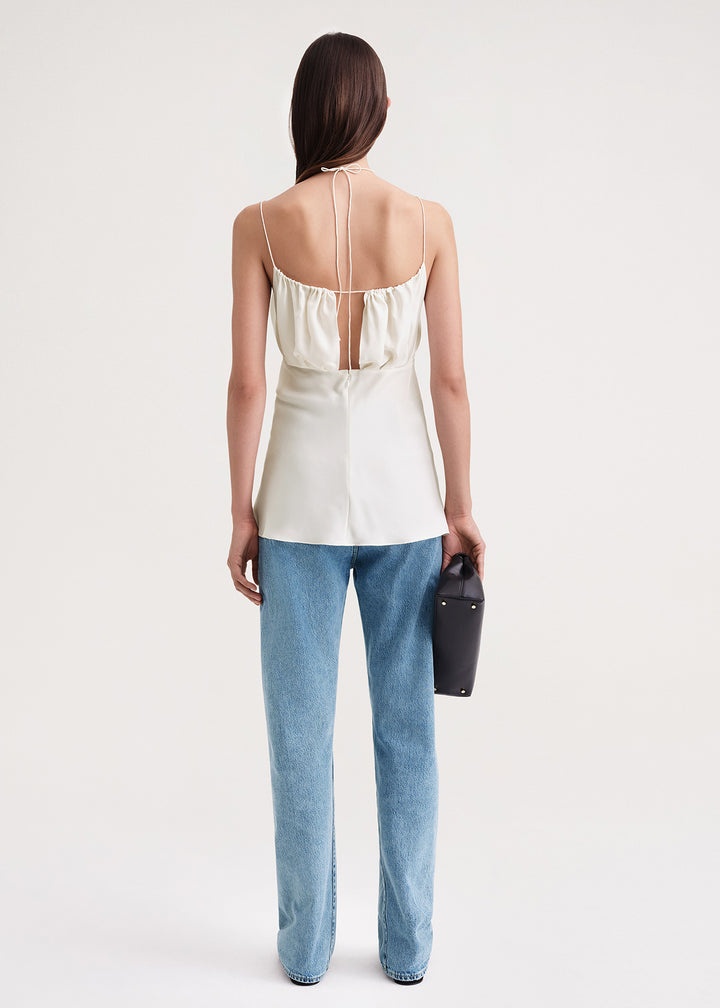 Gathered halterneck top off-white - 4