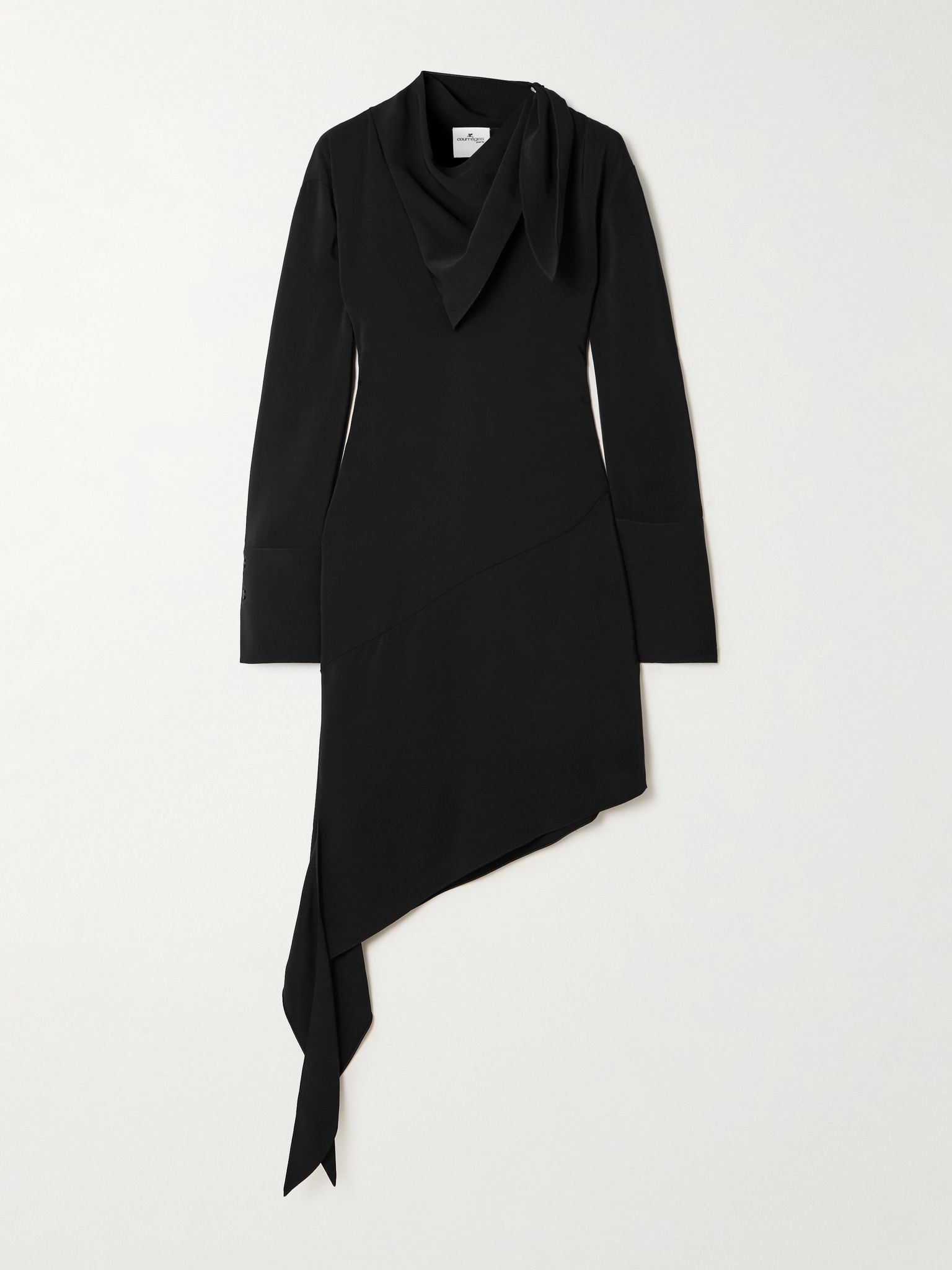 Asymmetric knotted satin midi dress Black - 1