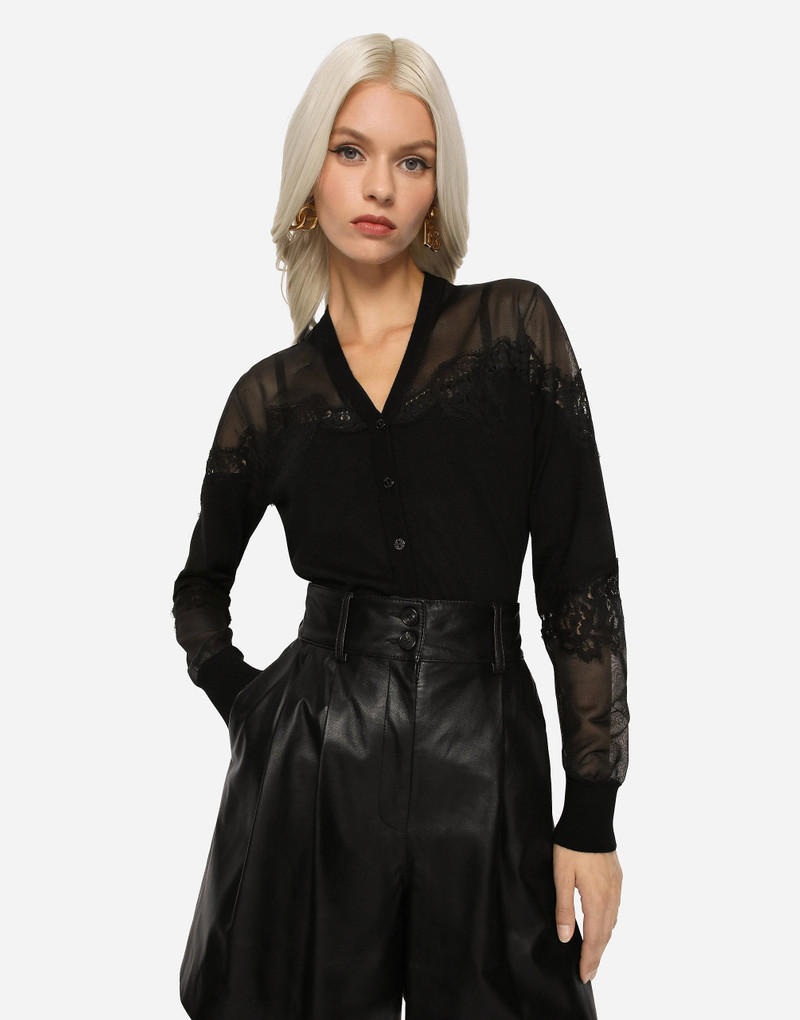 Dolce & Gabbana Cashmere, tulle and silk cardigan with lace outlook