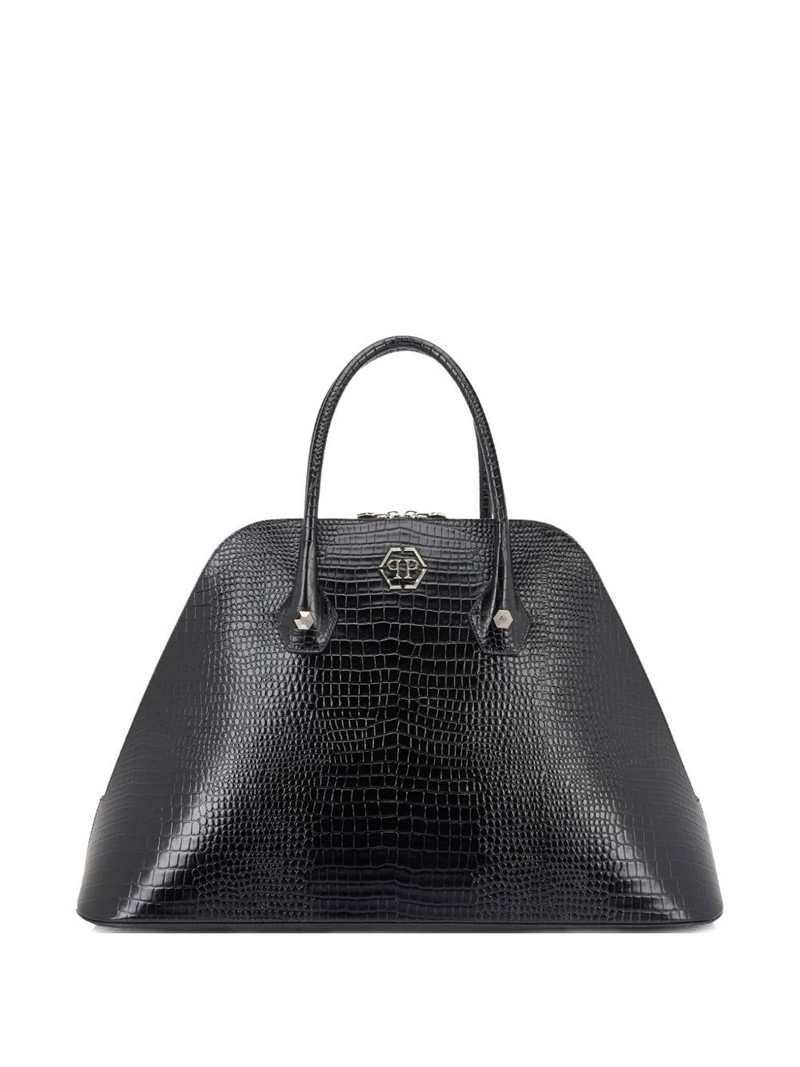 large Majestic crocodile-print logo patch shoulder bag 1