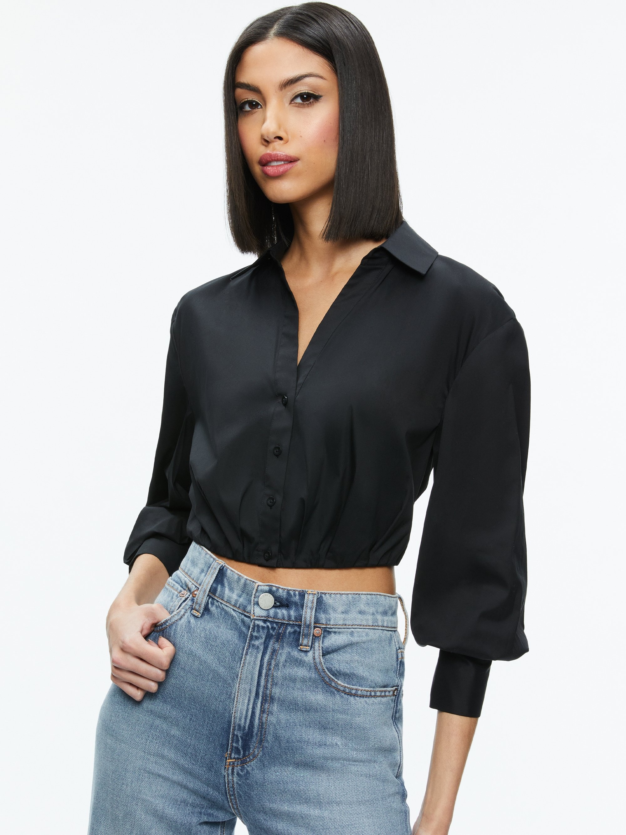 TRUDY CROPPED BUTTON DOWN - 2