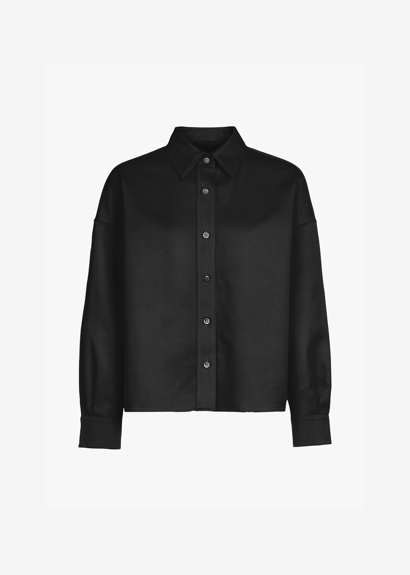 Arlen Satin Boxy Shirt - Black 1