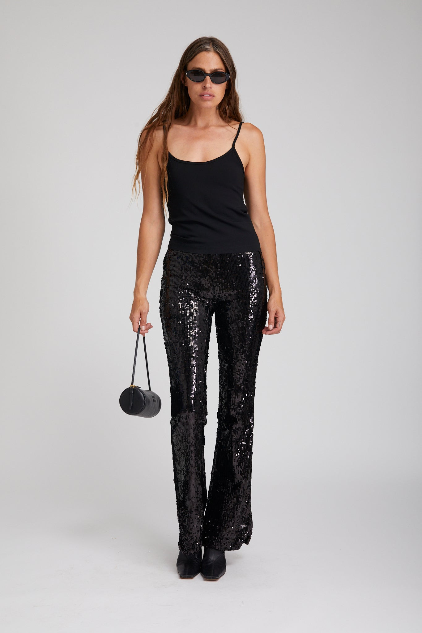 BLACK SEQUIN MICRO FLARE PANT - 4
