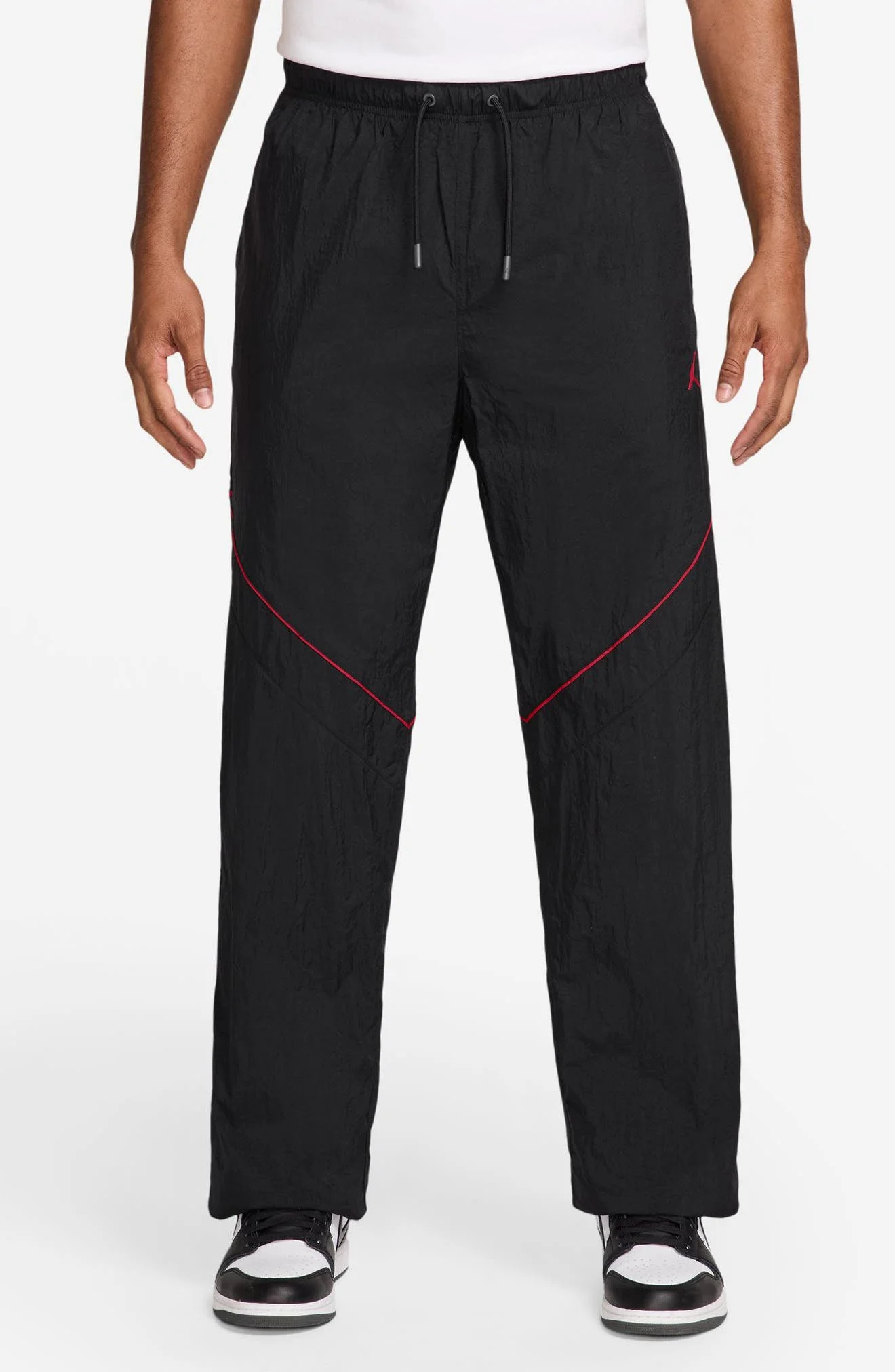 Jordan Brooklyn Nylon Draft Pants in Black/Gym Red at Nordstrom - 1