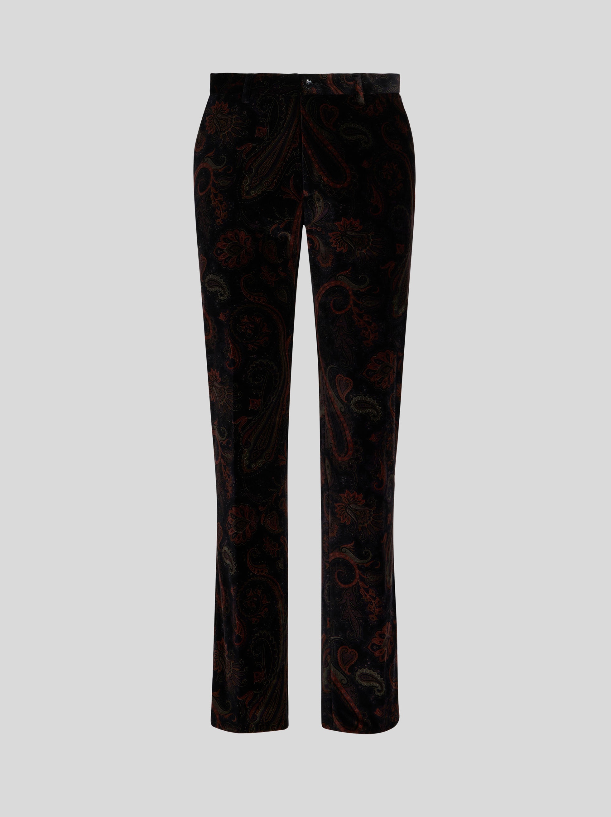 TAILORED STRETCH COTTON TROUSERS WITH FLORAL PAISLEY PATTERN - 1