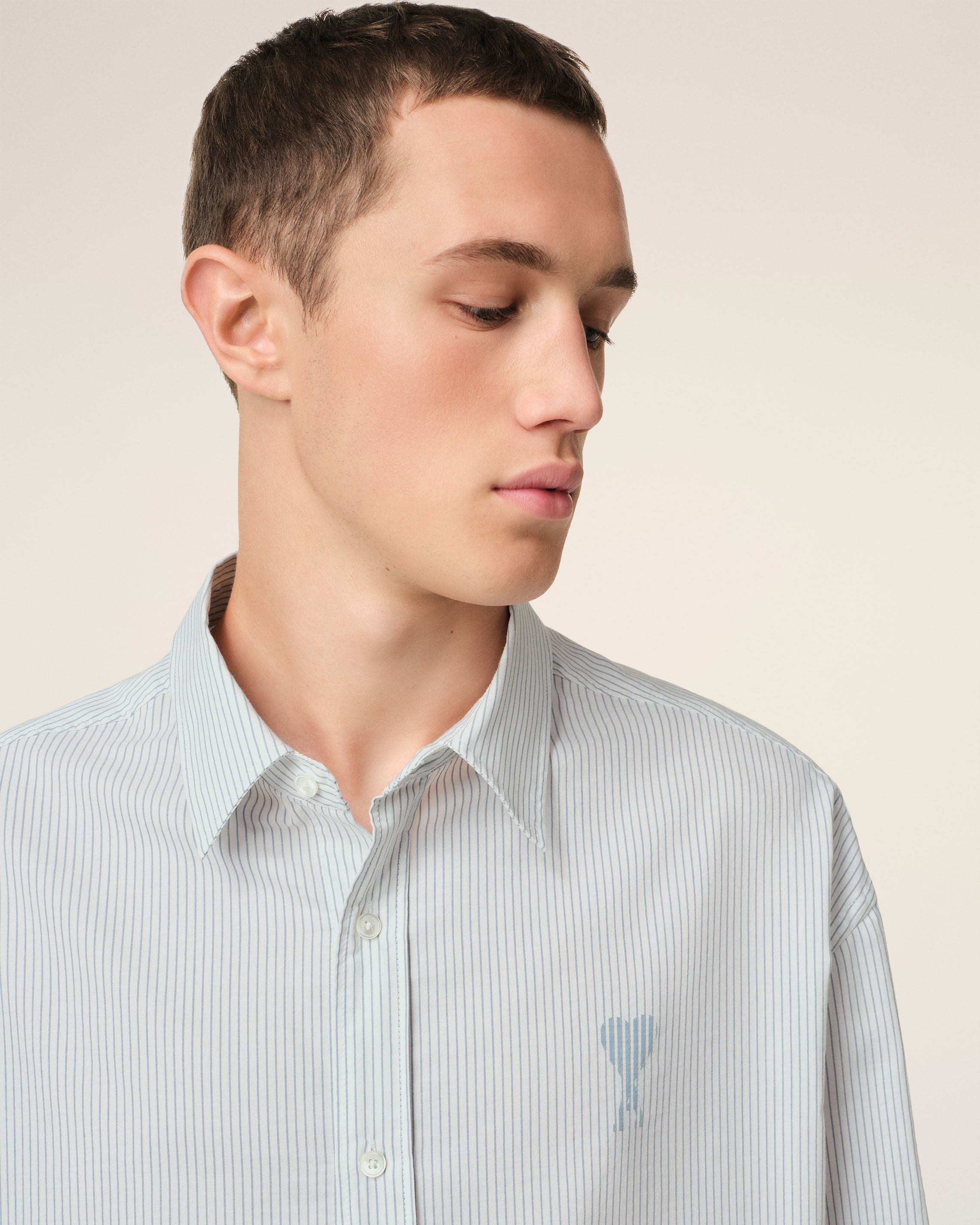 BLUE COTTON BOXY FIT SHIRT - 4