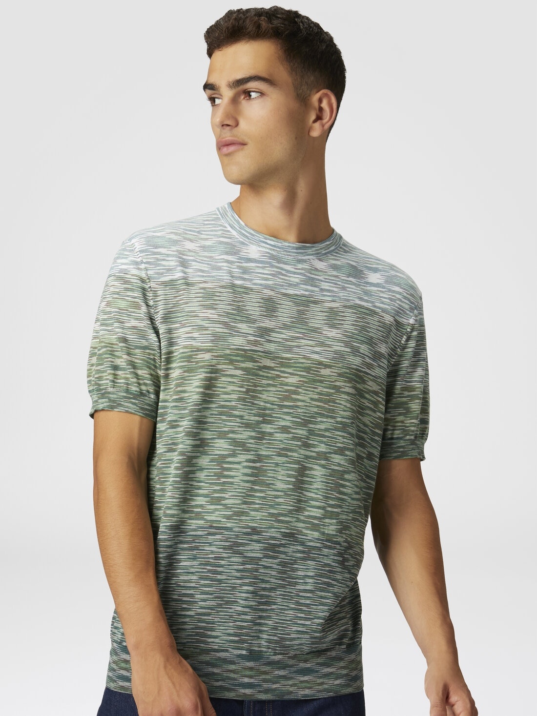 Crewneck T-shirt in dégradé slub cotton - 4