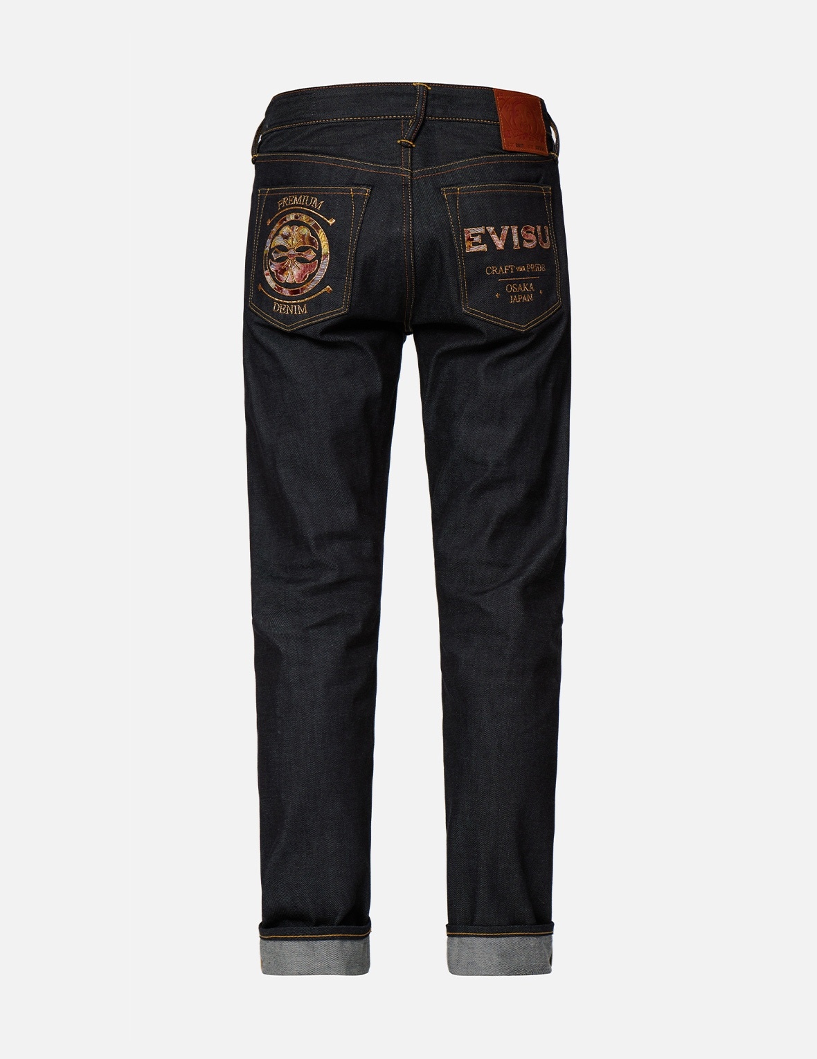 JAPANESE-PATTERN KAMON AND LOGO EMBROIDERY CARROT-FIT JEANS #2017 - 2