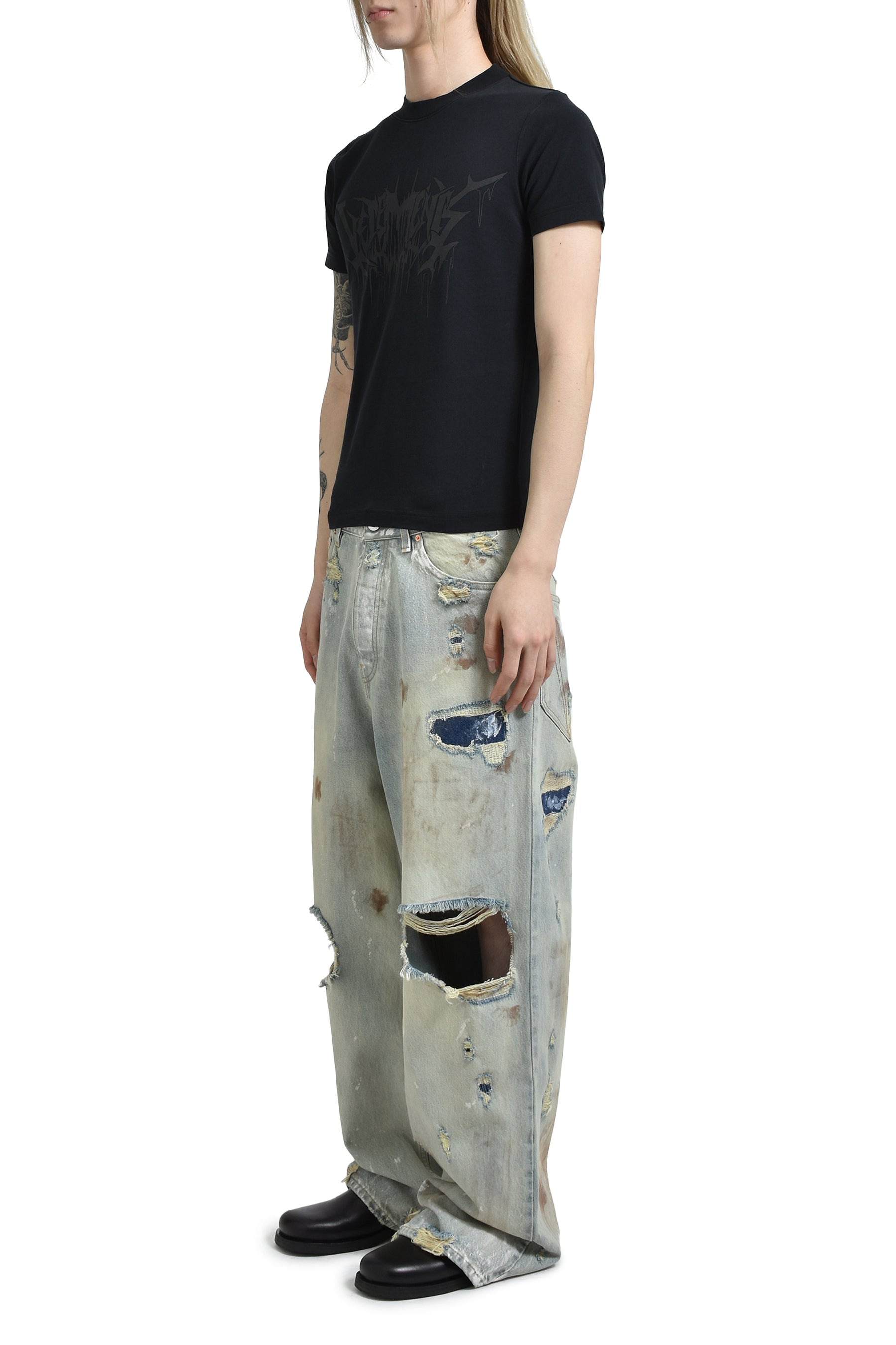 DRIP METAL FITTED UNISEX T-SHIRT / BLK - 4
