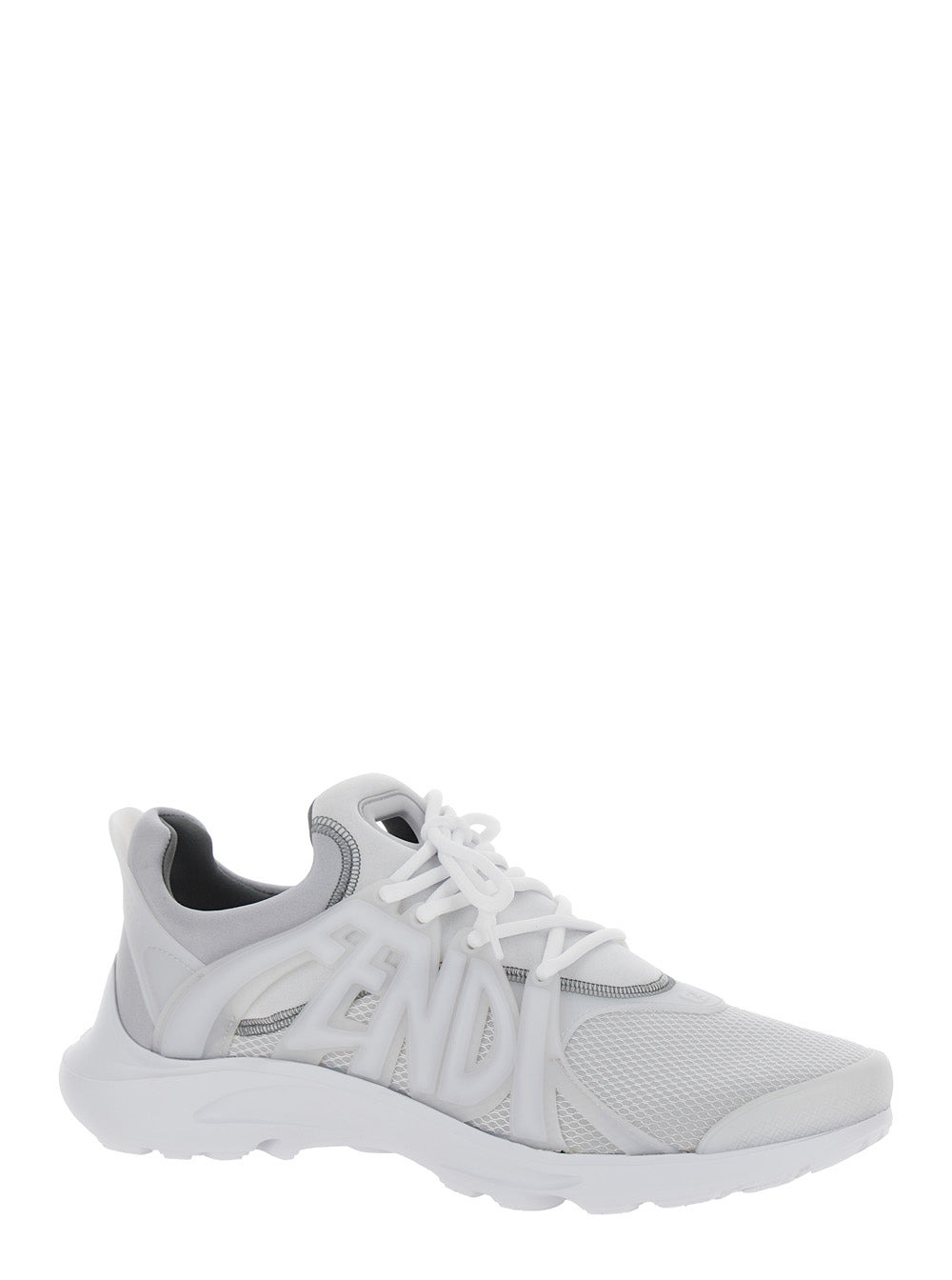 Fendi Men 'Fendi Tag' Grey Sneakers With Logo In Techno Mesh Man - 2