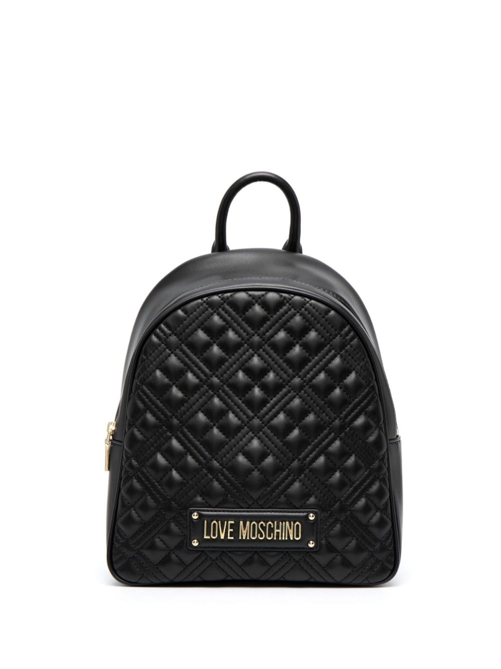 quilted logo-plaque backpack - 1