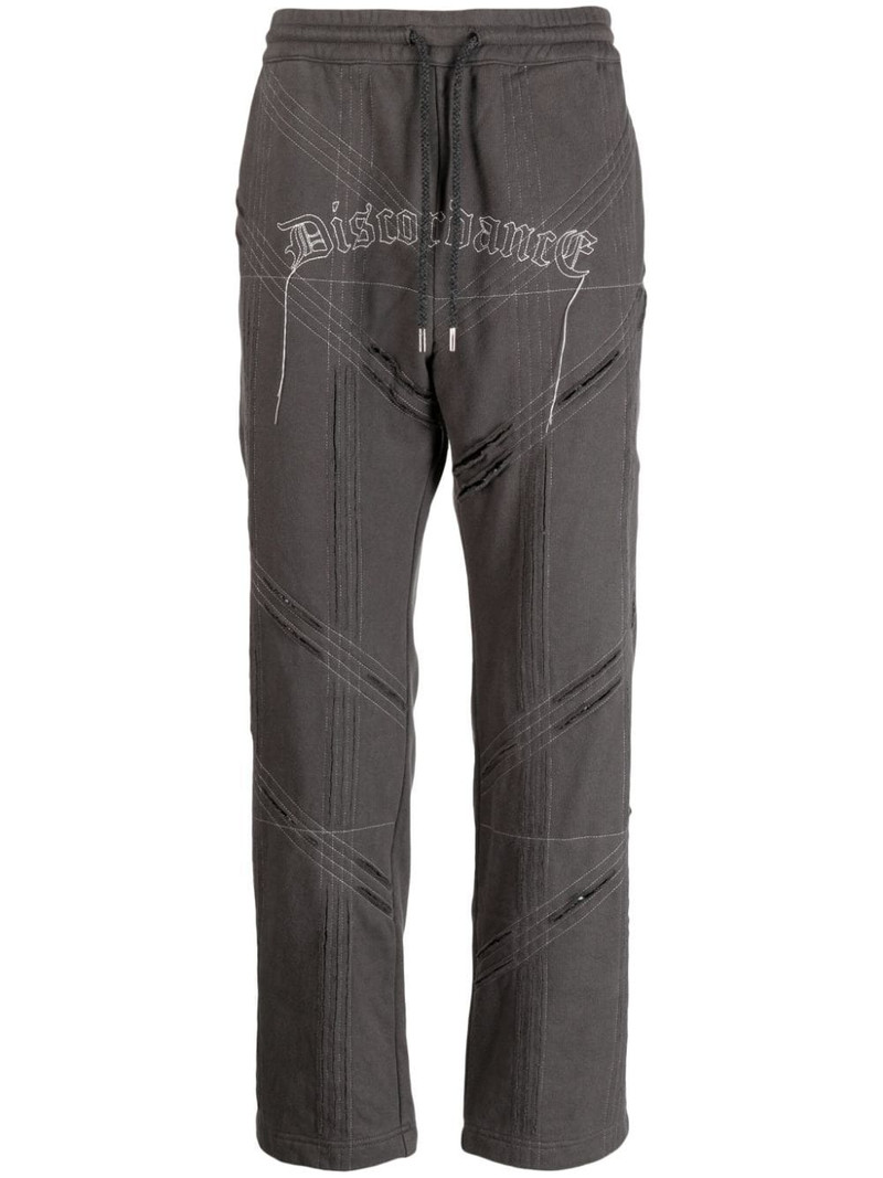 logo-embroidered distressed track pant 1