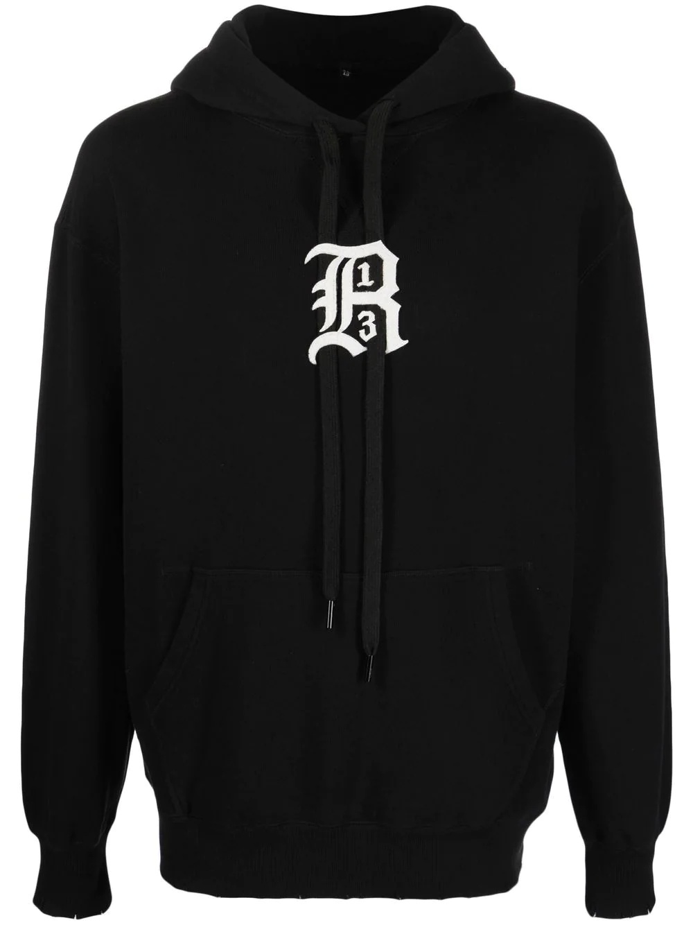 logo-embroidered distressed hoodie - 1