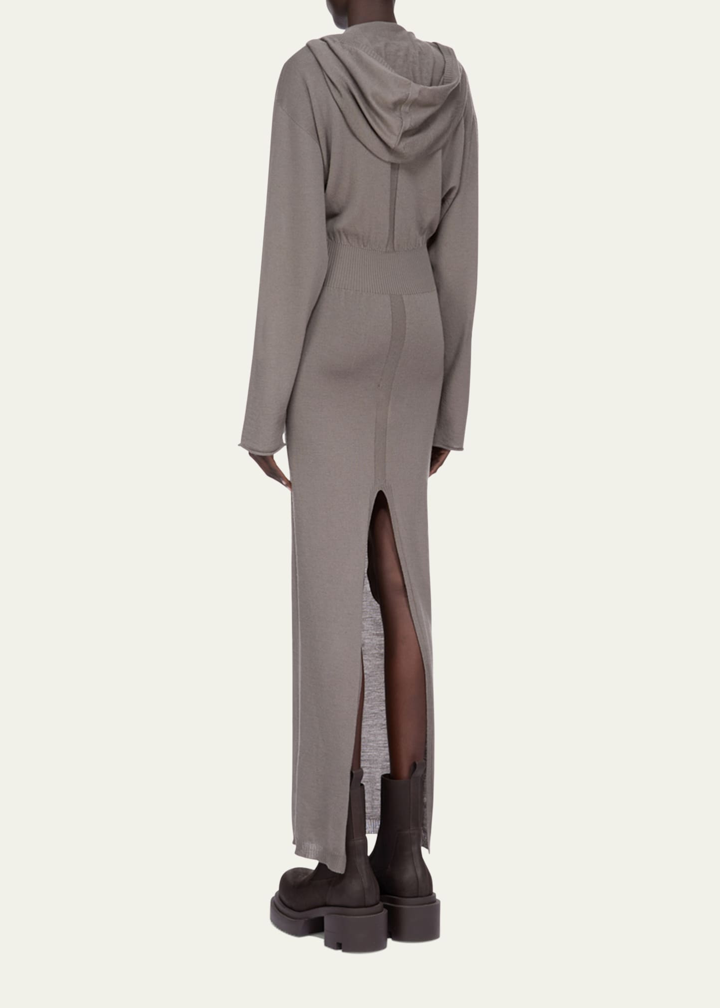 Hooded Draped Maxi Sweater Dress - 3