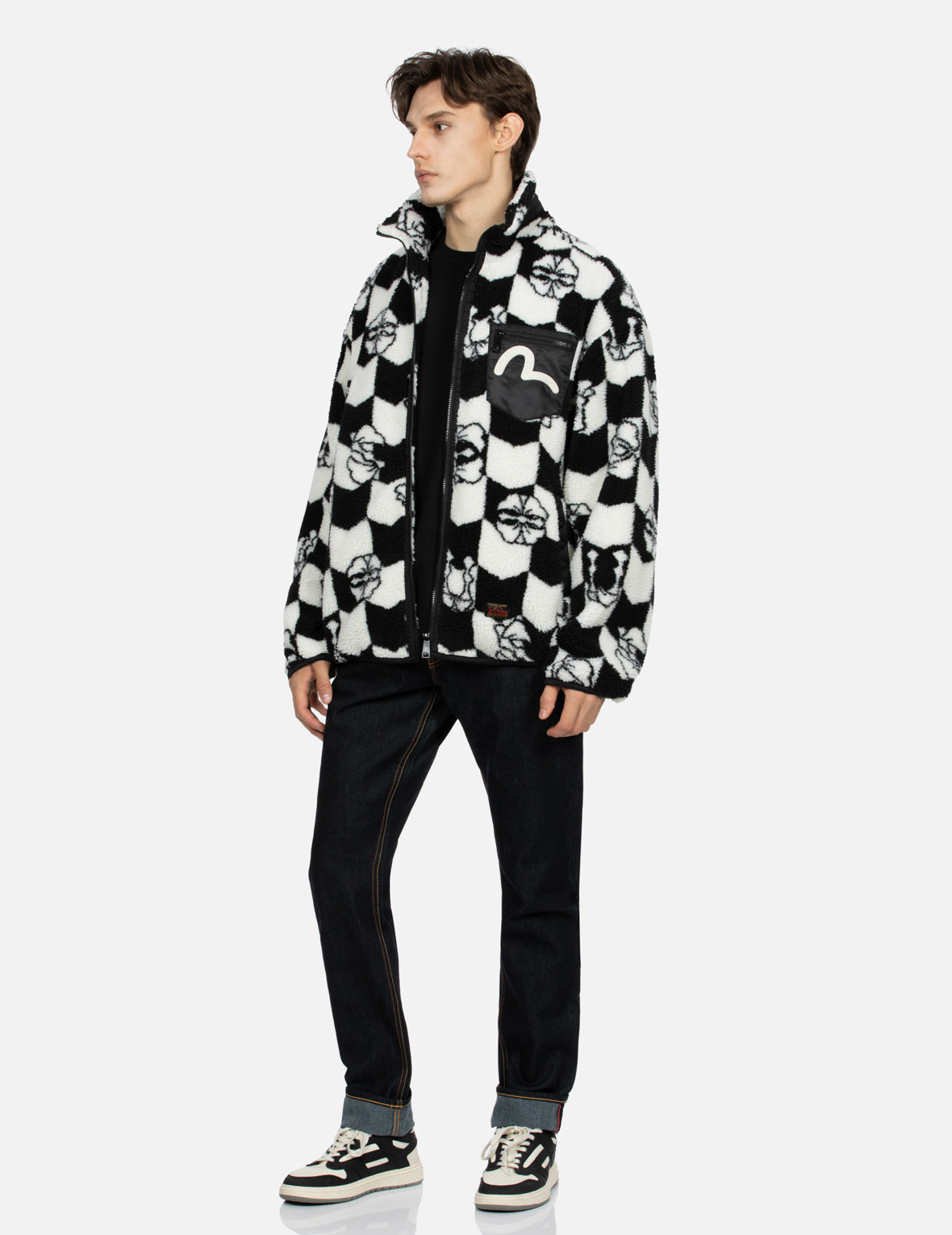 MONOGRAM JACQUARD RELAX FIT ZIPPED SHERPA JACKET - 3
