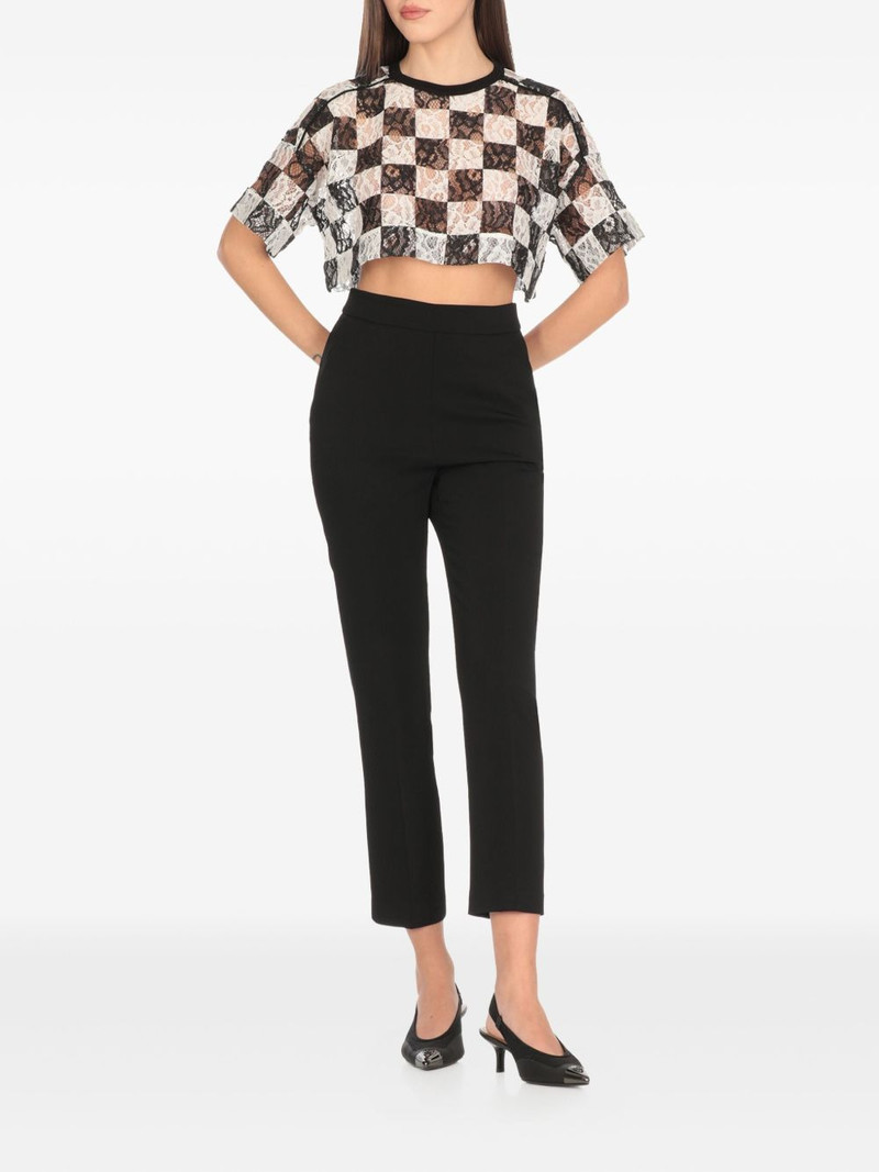 PINKO check-print cropped T-shirt outlook