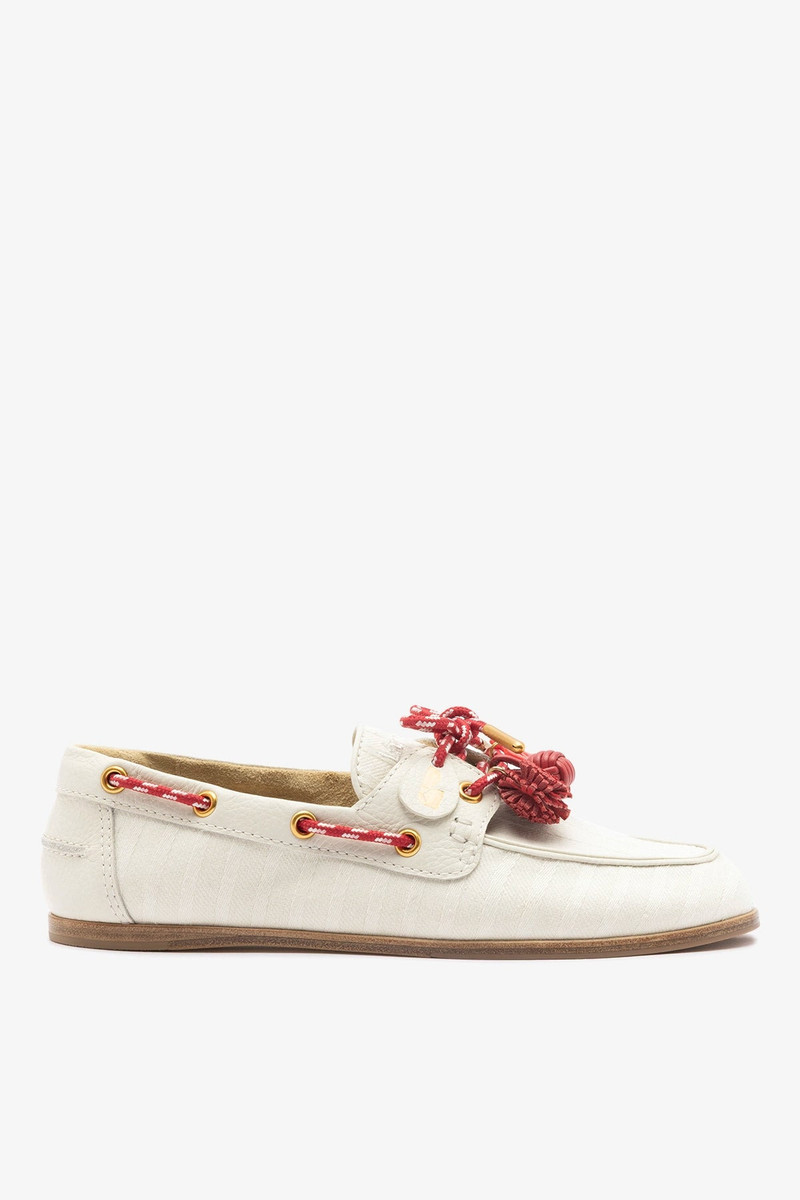 Cyprus Boat Shoe Ivory Striped Canva 1