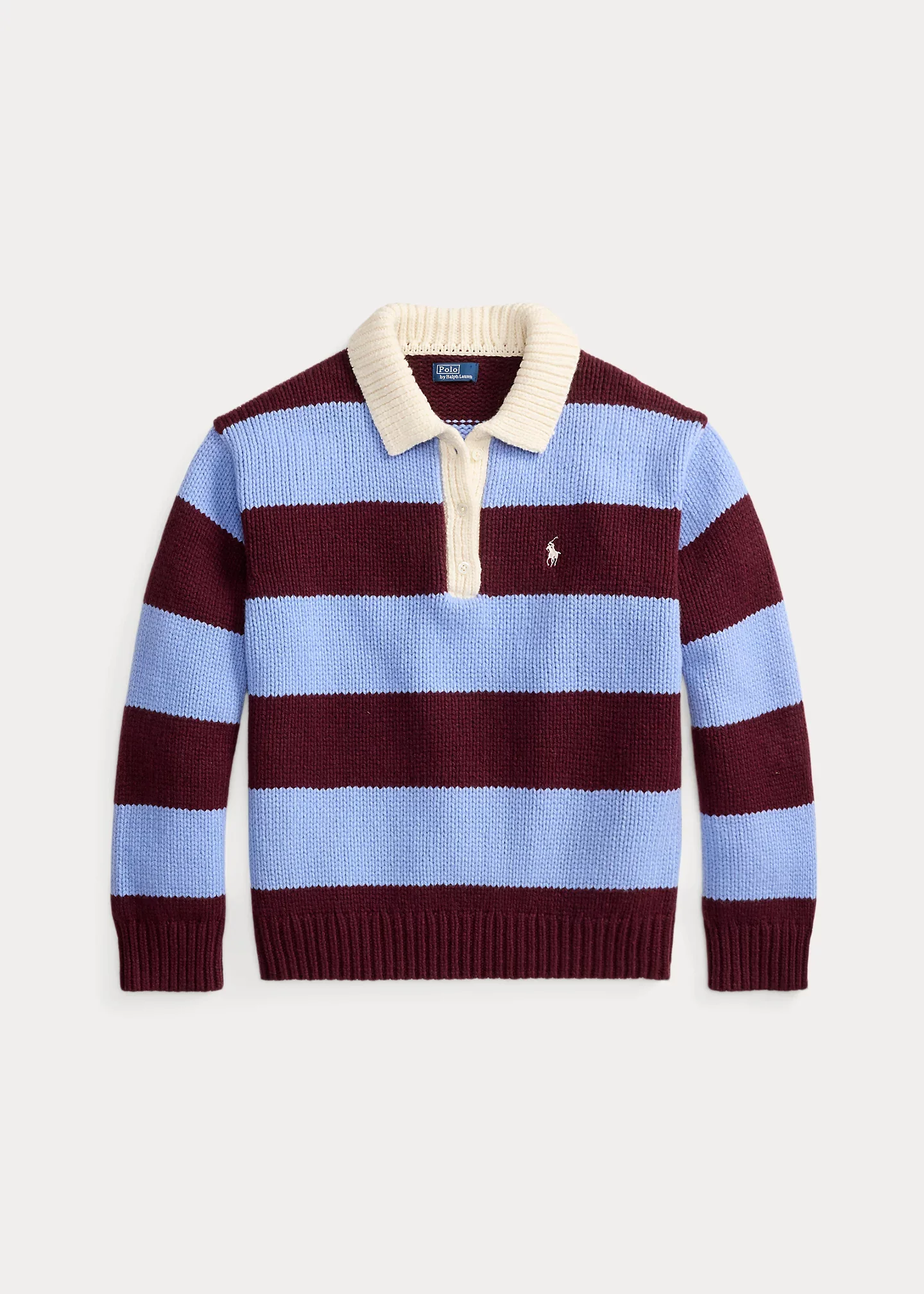 Striped Wool-Blend Rugby Sweater - 1