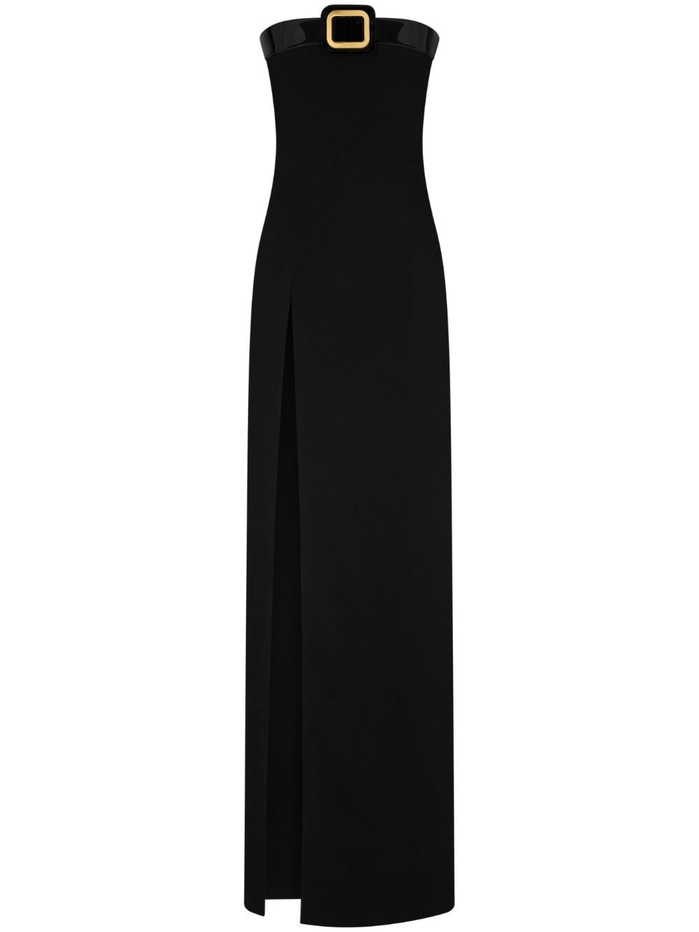 strapless leather-trim maxi dress - 1