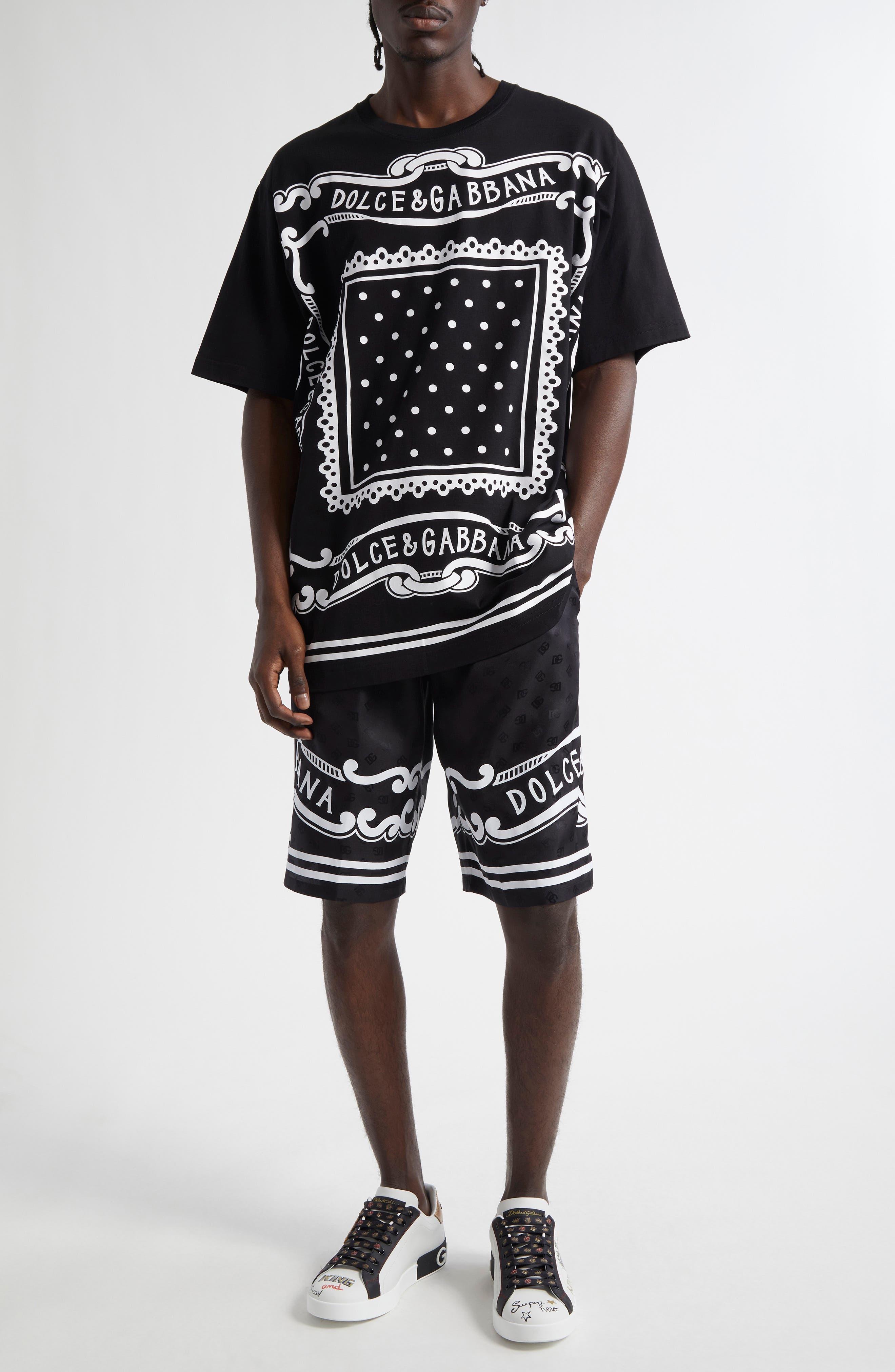 Dolce&Gabbana Bandana Print Cotton T-Shirt in N0000 Nero at Nordstrom - 2