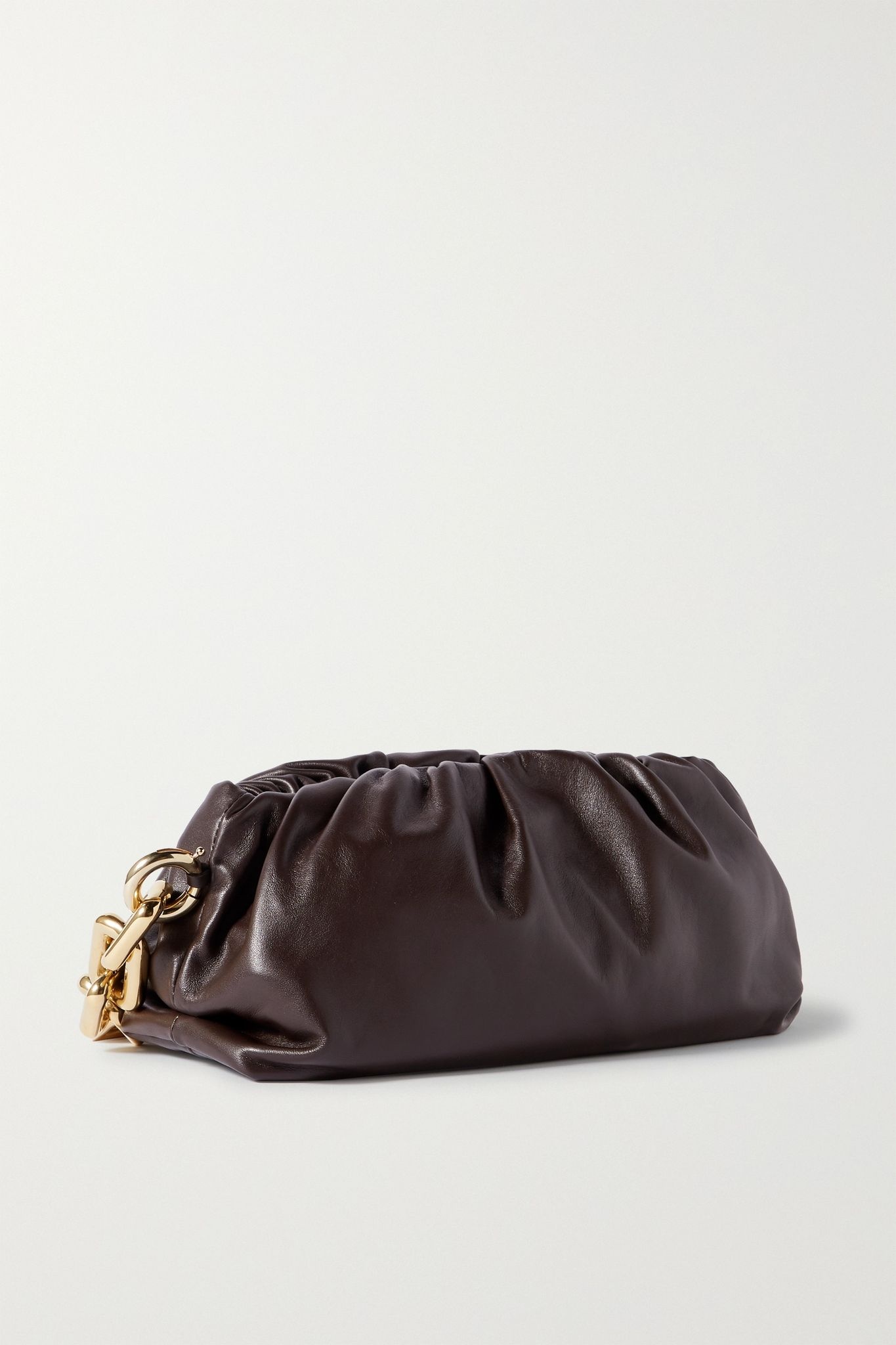 The Pouch chain-embellished gathered leather clutch - 3