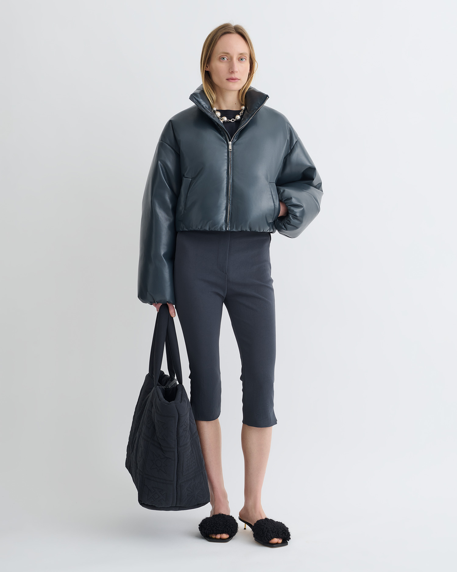 Cropped Okobor™ Alt-Leather Puffer Jacket - 4