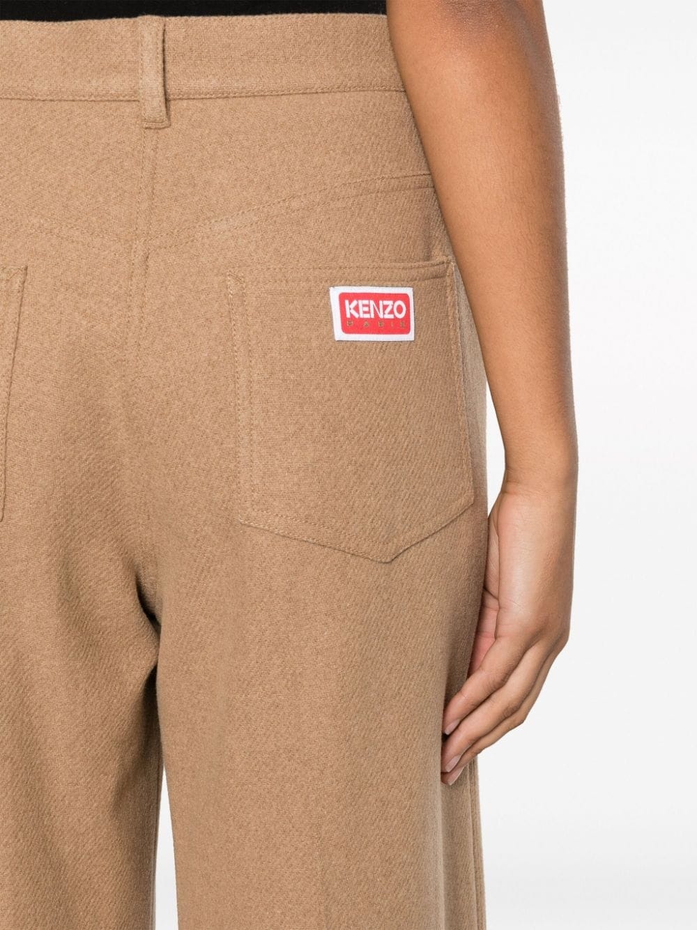 logo-tag felted wide-leg trousers - 5