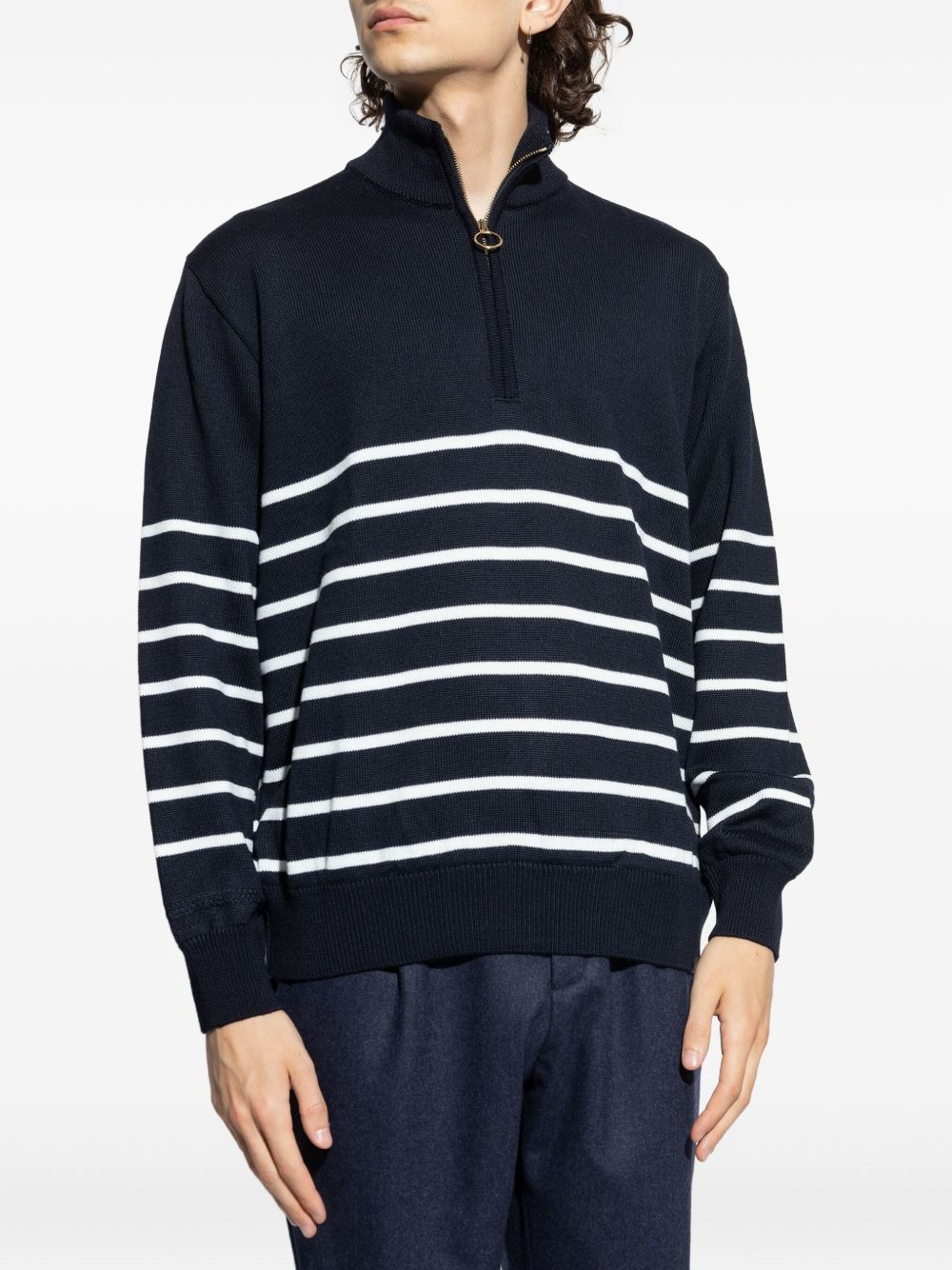 half-zip striped wool sweater - 3