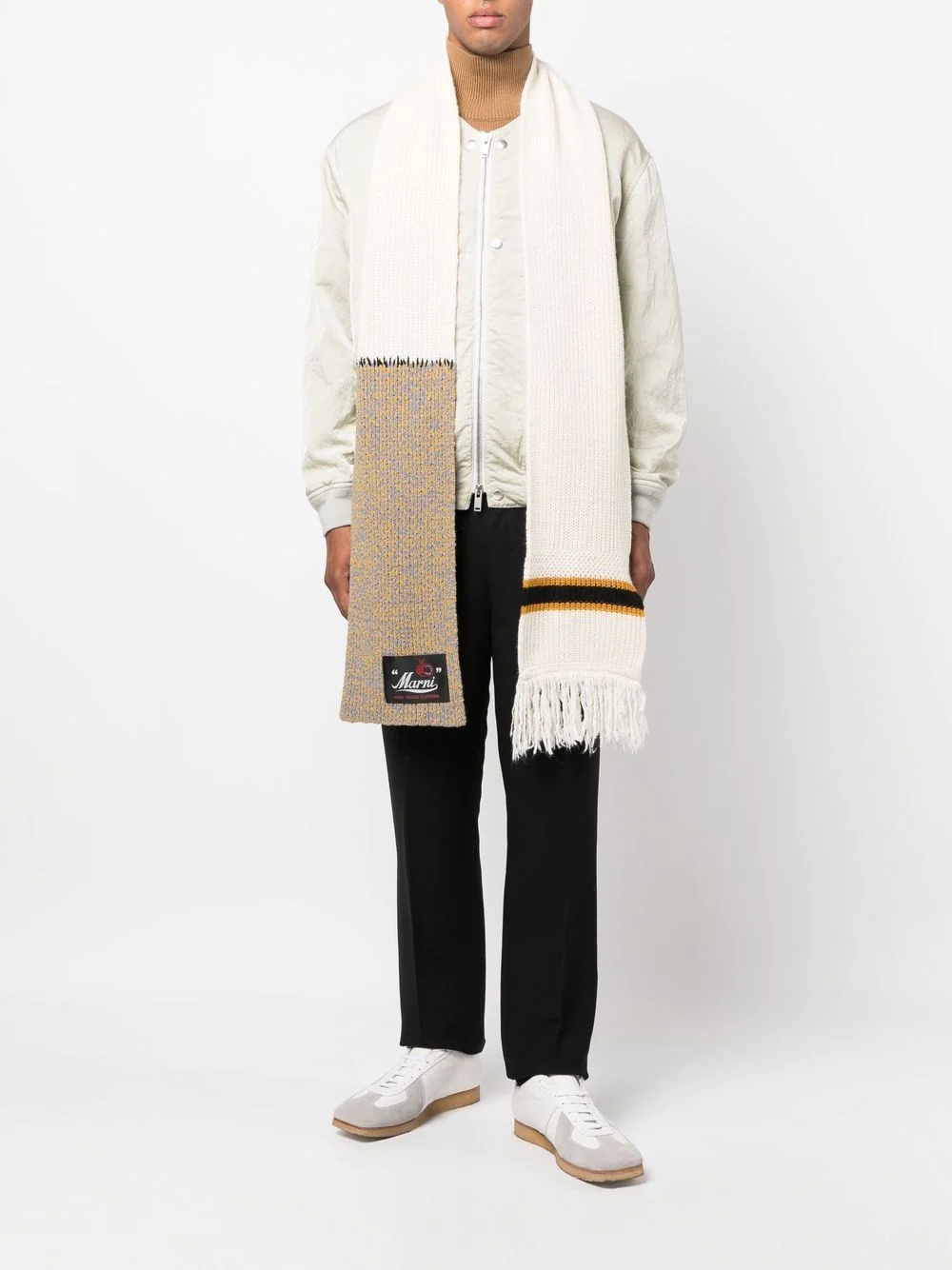 fringed-edge knitted scarf - 2