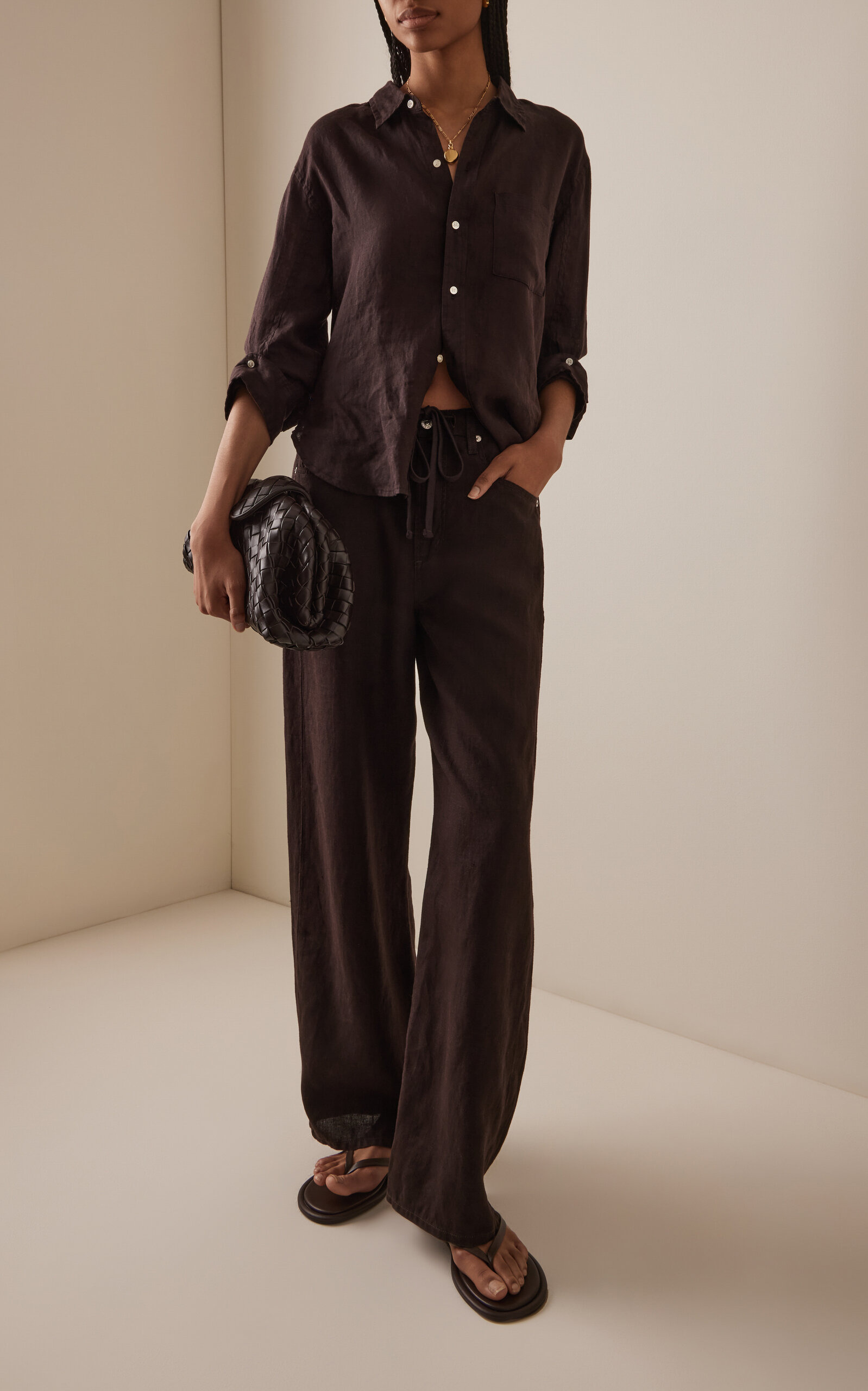 Brynn Linen Drawstring Trousers brown - 2
