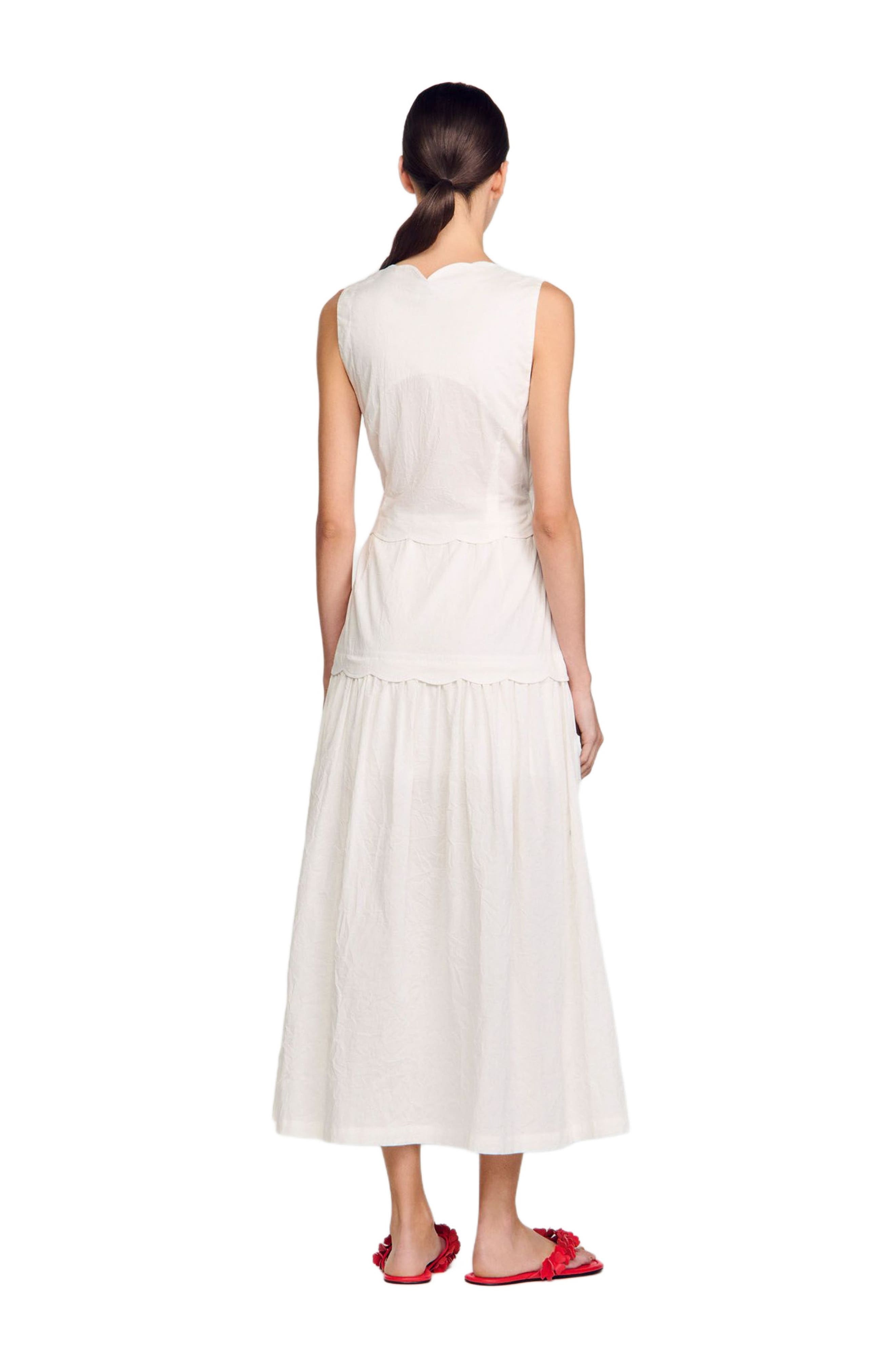 SANDRO Crinkled maxi dress with bow in Ecru at Nordstrom - 2