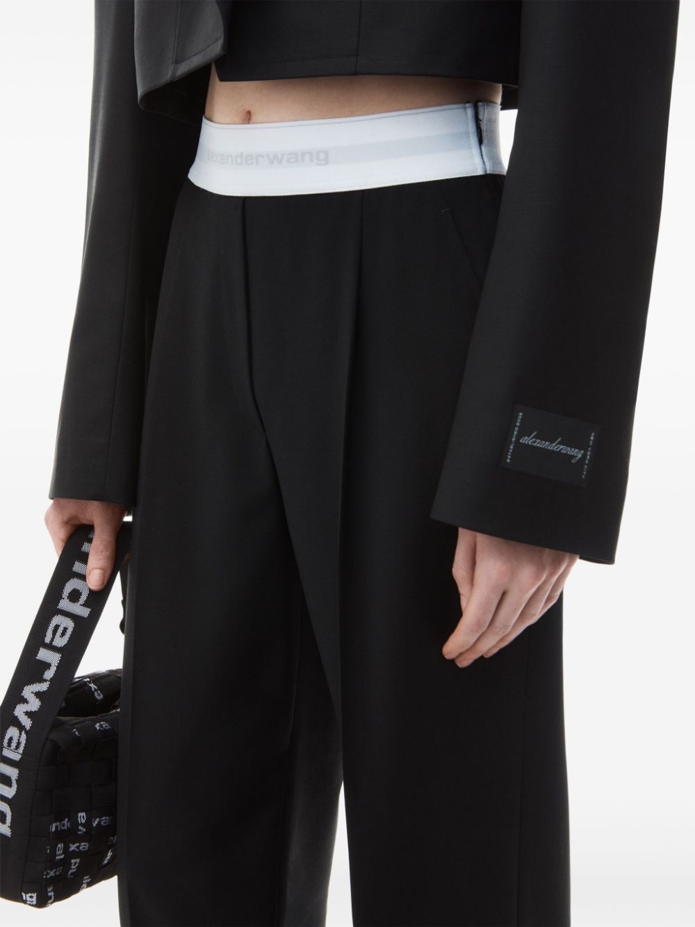 pleat-detail logo-waistband trousers - 5