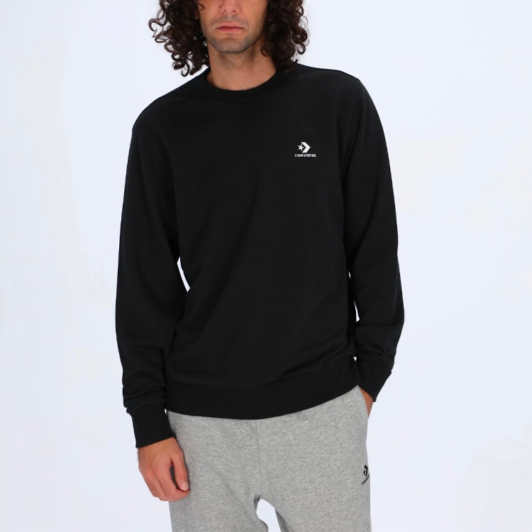 Men's Converse Casual Sports Logo Round Neck Pullover Dark Black 10020345-A01 - 3