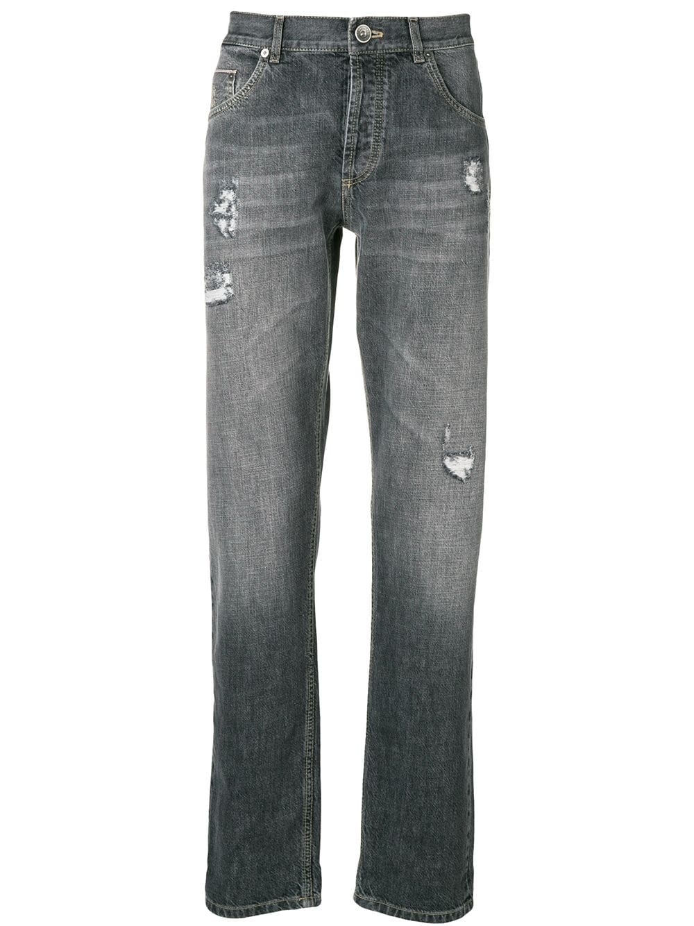 distressed straight leg jeans - 1