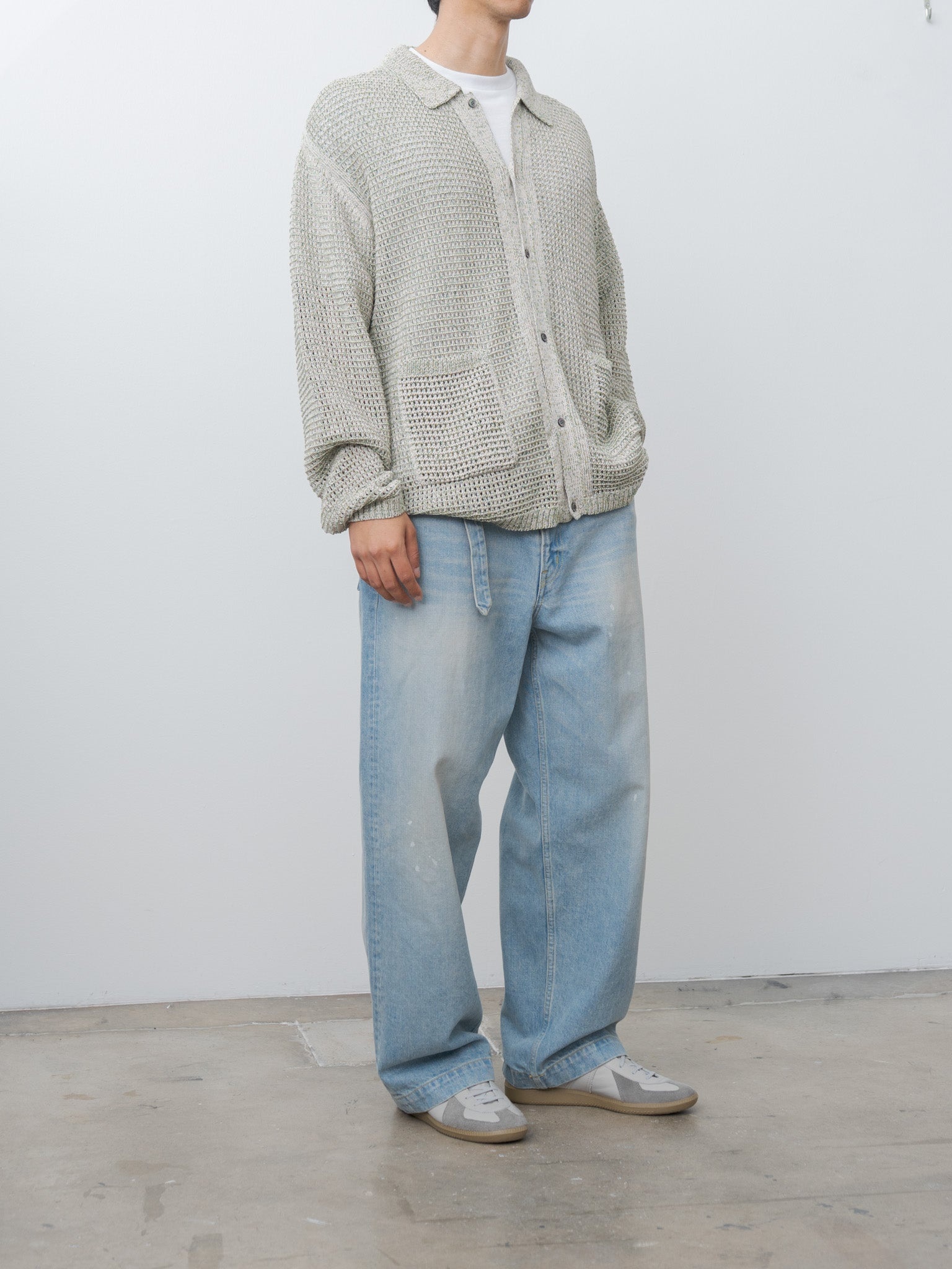 トップス YOKE25SS MESH KNIT SHIRT CARDIGAN 25S/S】【YOKE ヨーク】 MESH KNITTED SHIRT CARDIGAN / PURPLE