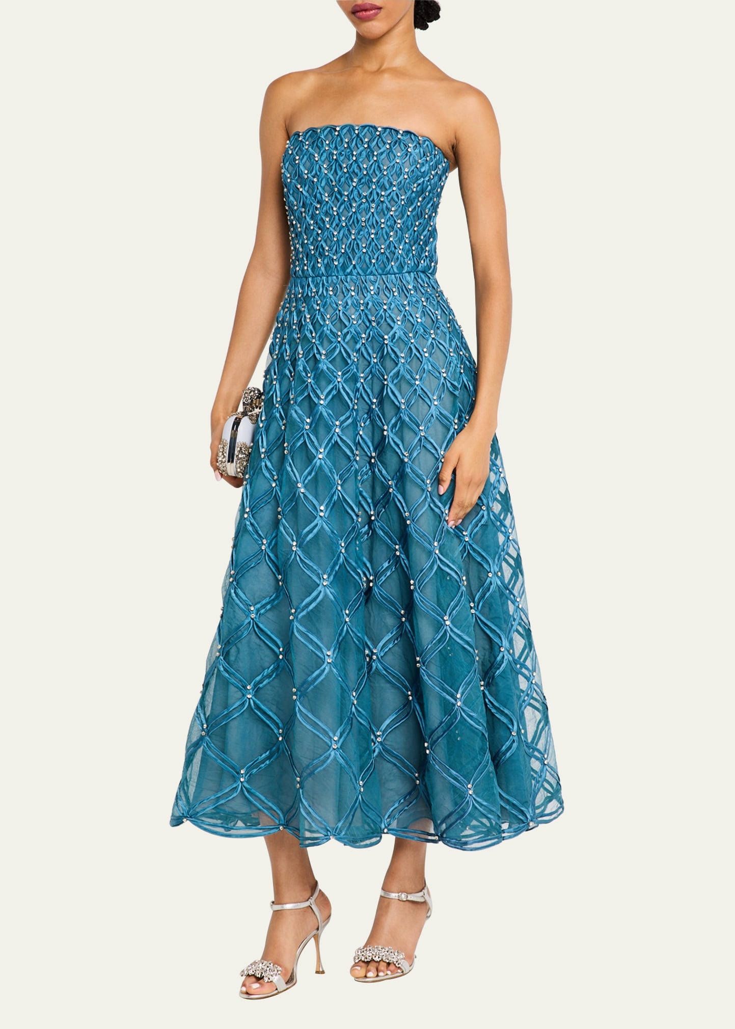 Xolani Strapless Embellished Midi Dress - 4