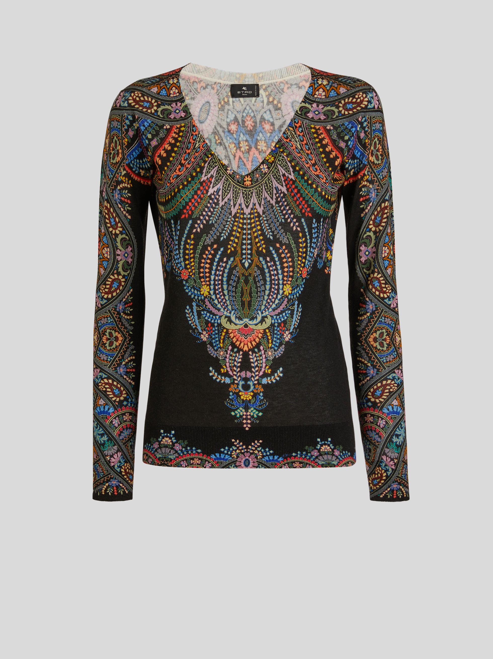 SILK AND CASHMERE JUMPER WITH MICRO FLOWERS - 1