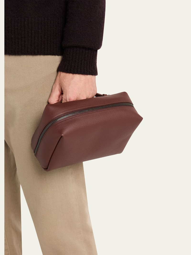Loro Piana Men's Medium Leather Extra Travel Pouch outlook