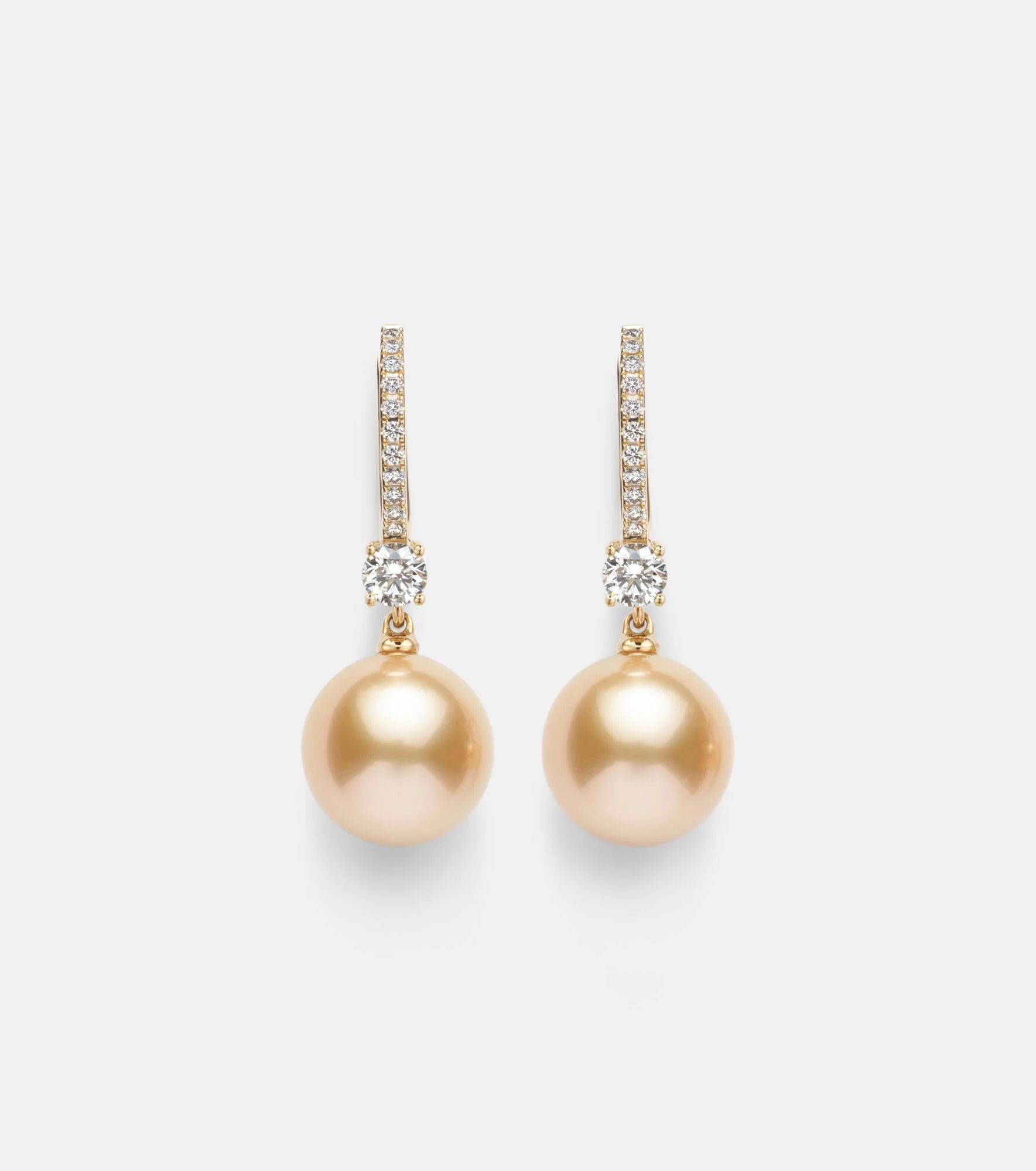 Classic Elegance 18kt gold earrings with diamonds and pearls - 1