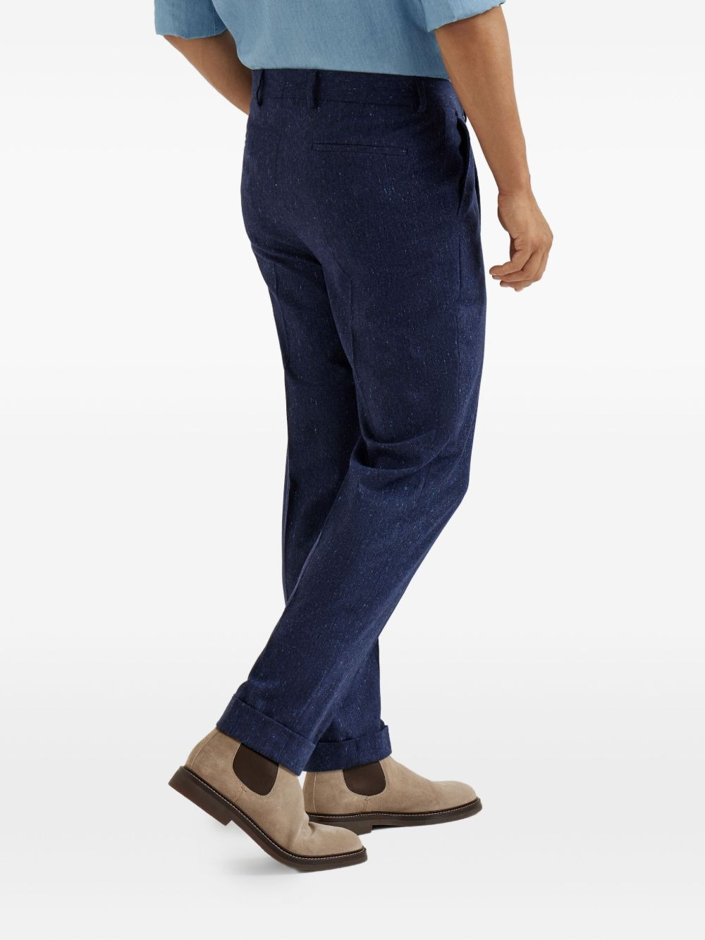 pleated-front speckled-pattern trousers - 3