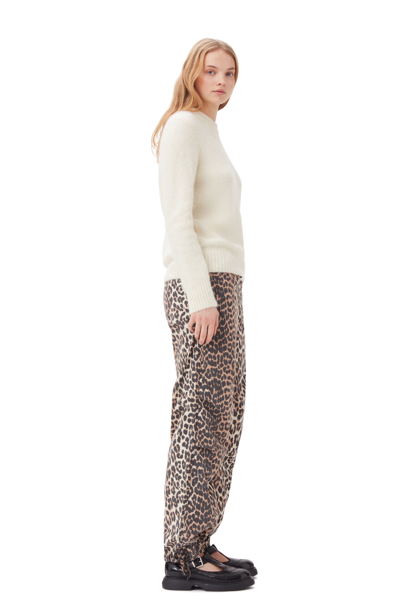 LEOPARD WASHED COTTON CANVAS DRAWSTRING TROUSERS - 3